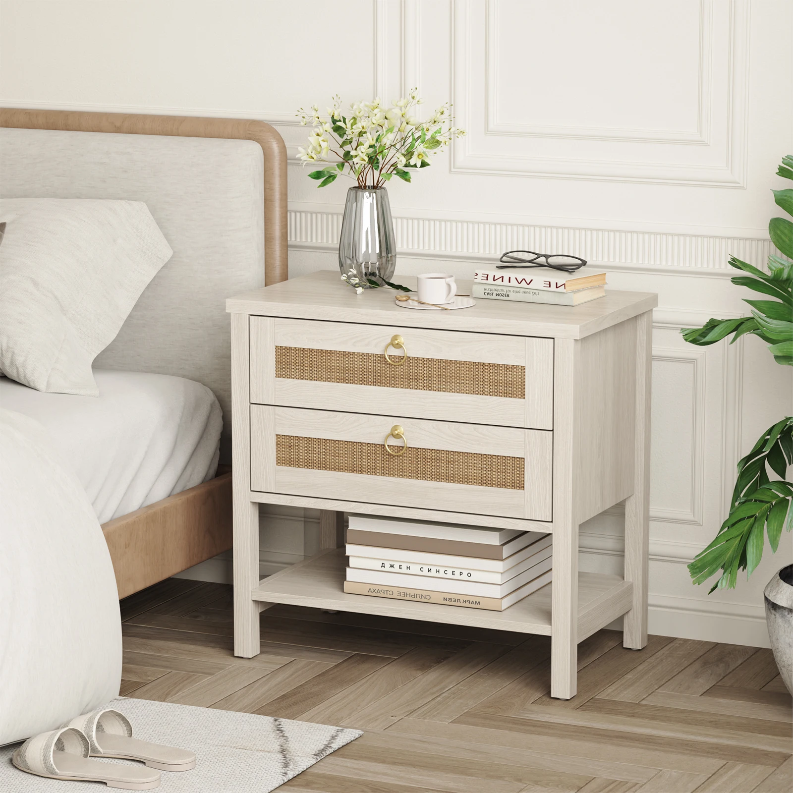 Rattan Nightstand with 2 Drawers Natural Wood Bedside Table with Storage Shelf for Bedroom Living Room Farmhouse Style
Rattan Nightstand with 2 Drawers Natural Wood Bedside Table with Storage Shelf for Bedroom Living Room Farmhouse Style