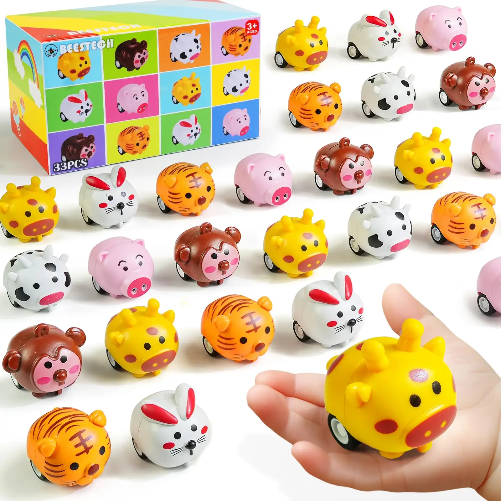 33 Pcs Mini Animal Pull Back Toy Cars for Boys Girls Kids Toddlers, Party Favors Teacher Classroom Treasure Box Prizes, Pinata F
33 Pcs Mini Animal Pull Back Toy Cars for Boys Girls Kids Toddlers, Party Favors Teacher Classroom Treasure Box Prizes, Pinata F