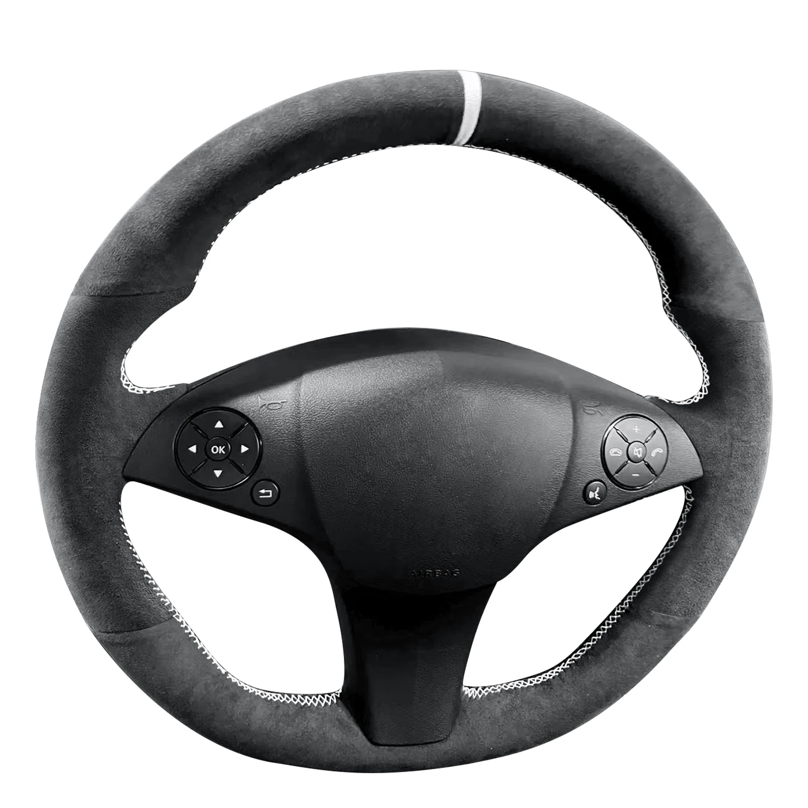 Hand Stitch Steering Wheel Cover for Alcantara Material for Mercedes Benz GLK300 SLK350 SLK200 (White Stripe)
Hand Stitch Steering Wheel Cover for Alcantara Material for Mercedes Benz GLK300 SLK350 SLK200 (White Stripe)