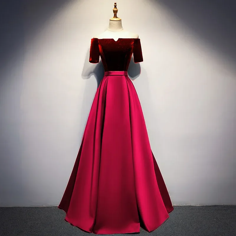 Long velvet off-shoulder evening gown Ladies' sexy and elegant long off shoulder banquet dress
Long velvet off-shoulder evening gown Ladies' sexy and elegant long off shoulder banquet dress