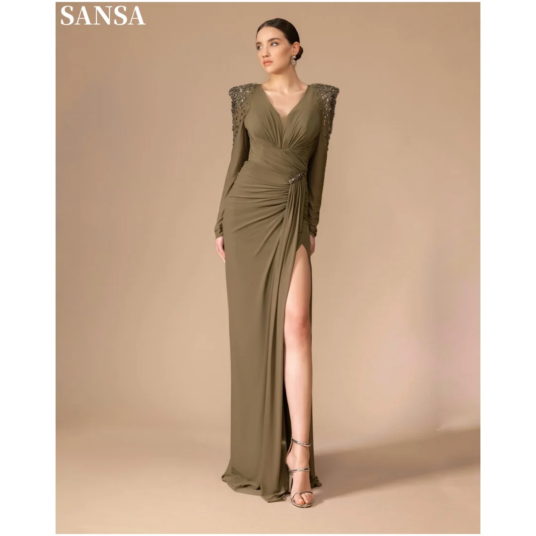 Sansa Chic Dark Green Mermaid Prom Dresses With Beaded Shoulder Detail Ruched Bodice And High Slit Floor Length Formal Evening P
Sansa Chic Dark Green Mermaid Prom Dresses With Beaded Shoulder Detail Ruched Bodice And High Slit Floor Length Formal Evening P