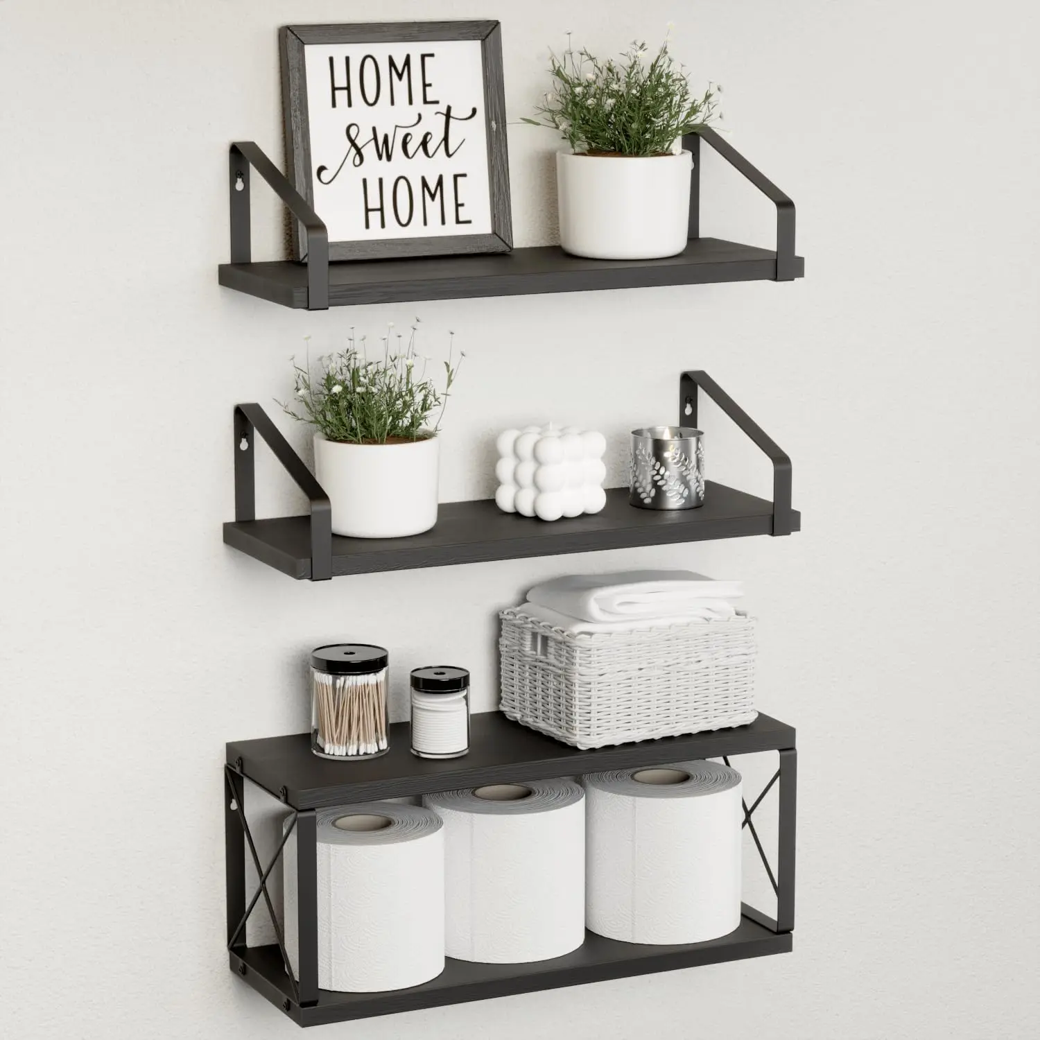Floating Bathroom Shelves, Bathroom Shelves over Toilet, Black Shelves for Bathroom Wall Decor, Wall Mounted Black
Floating Bathroom Shelves, Bathroom Shelves over Toilet, Black Shelves for Bathroom Wall Decor, Wall Mounted Black
