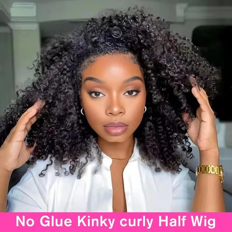 Half Wigs Human Hair Kinky Curly 3 In 1 Human Hair Wig Seamless Flip Over Half Wig Beginner Friendly Glueless Wigs for Women
Half Wigs Human Hair Kinky Curly 3 In 1 Human Hair Wig Seamless Flip Over Half Wig Beginner Friendly Glueless Wigs for Women