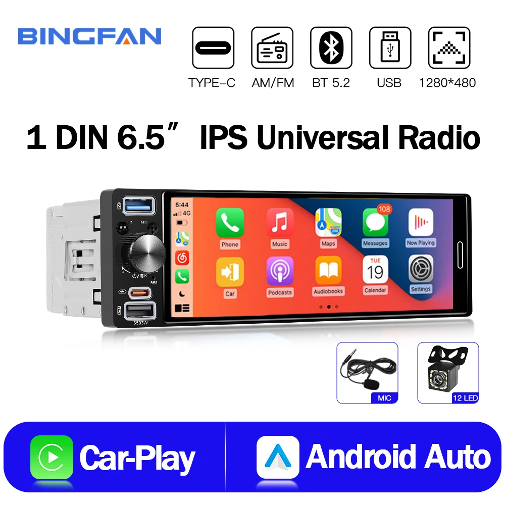 1Din Carplay Android Auto Car Radio Multimedia Automotivo MP5 Player with BT FM/AM Car Stereo USB Type-C Plug
1Din Carplay Android Auto Car Radio Multimedia Automotivo MP5 Player with BT FM/AM Car Stereo USB Type-C Plug