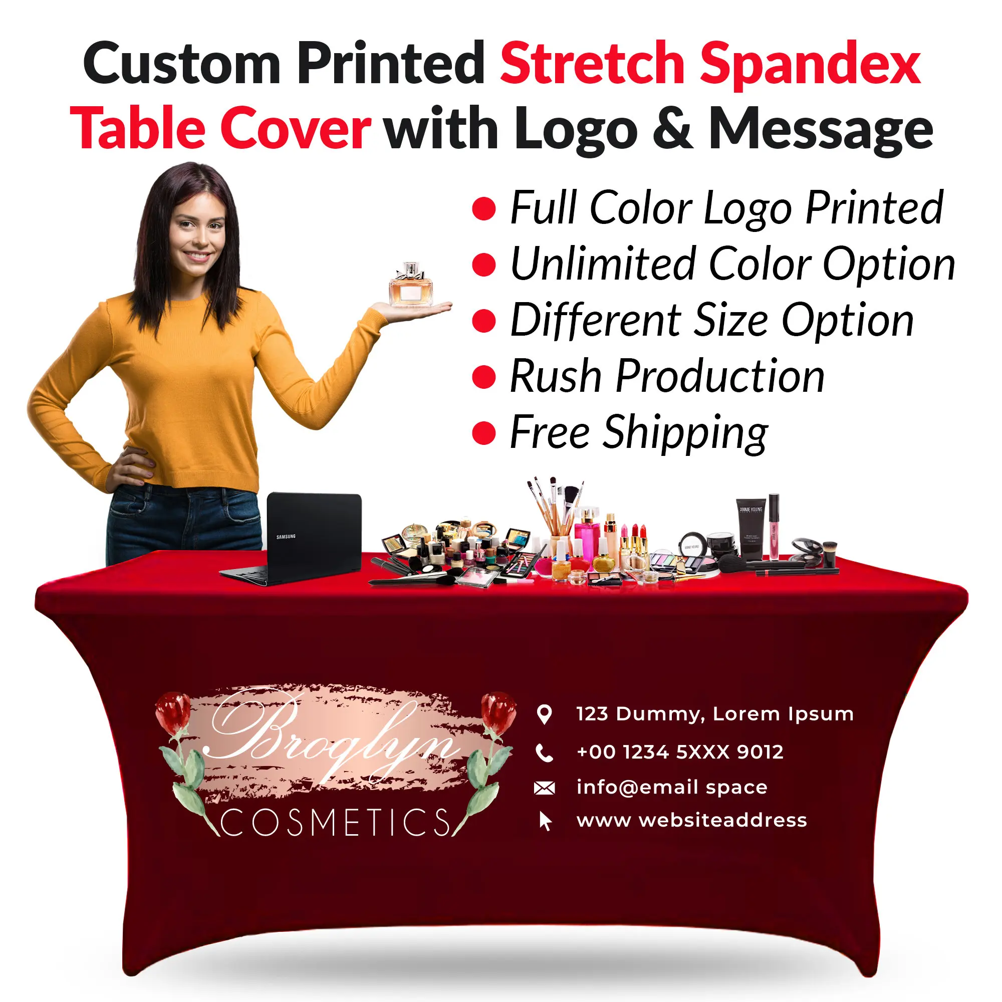 Stretch Table Cloth for Trade Show, Customized Logo, Spandex, Pink, Rectangle, Advertising Printing
Stretch Table Cloth for Trade Show, Customized Logo, Spandex, Pink, Rectangle, Advertising Printing