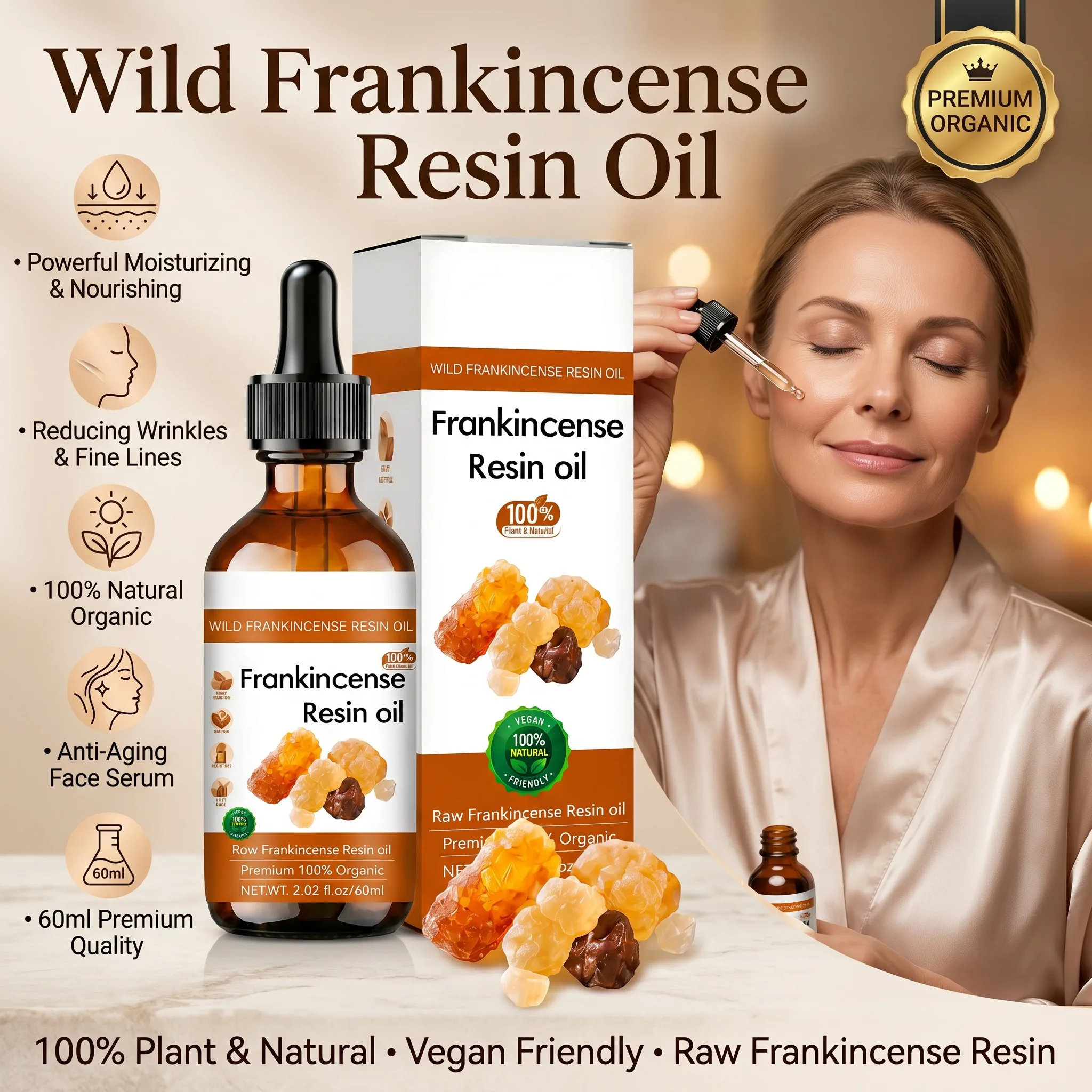 Wild Frankincense Resin Oil Powerful Moisturizing and Nourishing Reducing Wrinkles 100% Natural Organic Resin Facial Essence
Wild Frankincense Resin Oil Powerful Moisturizing and Nourishing Reducing Wrinkles 100% Natural Organic Resin Facial Essence