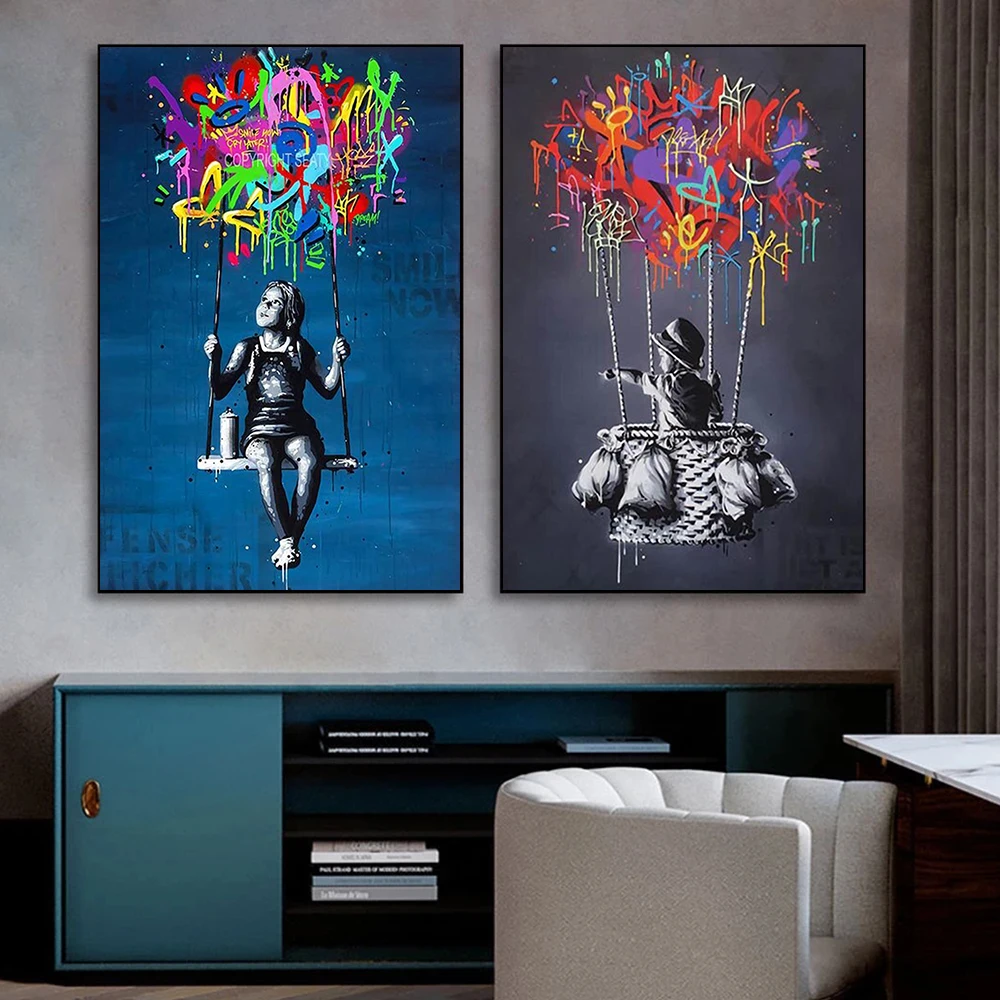 VENTURE Graffiti Canvas Painting Child on Hot Air Balloon Posters and Prints Abstract Wall Art Murale for Living Room Home Decor
VENTURE Graffiti Canvas Painting Child on Hot Air Balloon Posters and Prints Abstract Wall Art Murale for Living Room Home Decor