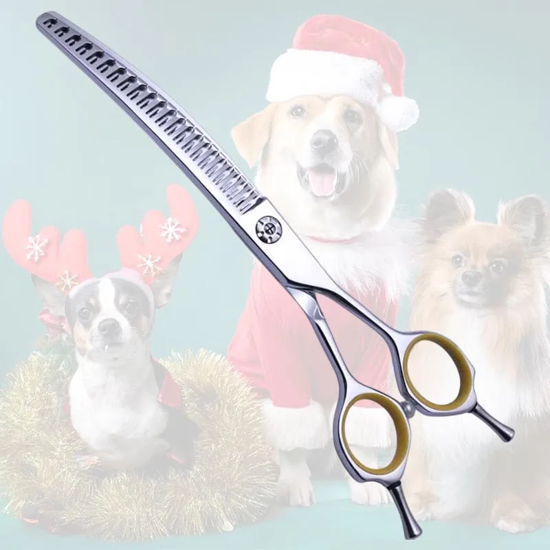 7 inch Downward curved thinning scissors with stagger teeth,double teeth dog grooming shears
7 inch Downward curved thinning scissors with stagger teeth,double teeth dog grooming shears