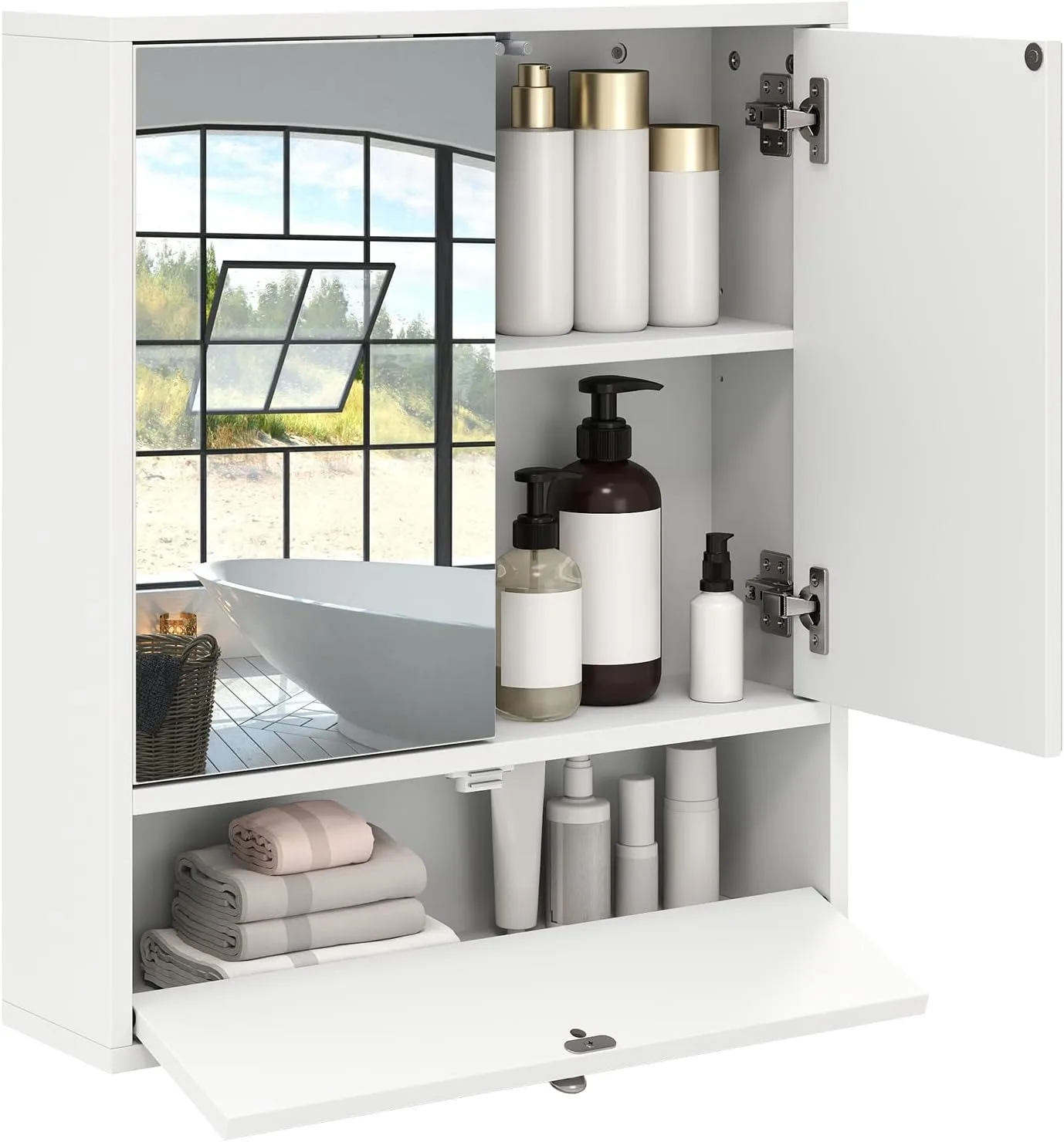 Wall Mounted Storage Cabinet, Bathroom Medicine Cabinet with Double Mirrored Doors and Adjustable Shelf, Ideal for Bathro
Wall Mounted Storage Cabinet, Bathroom Medicine Cabinet with Double Mirrored Doors and Adjustable Shelf, Ideal for Bathro