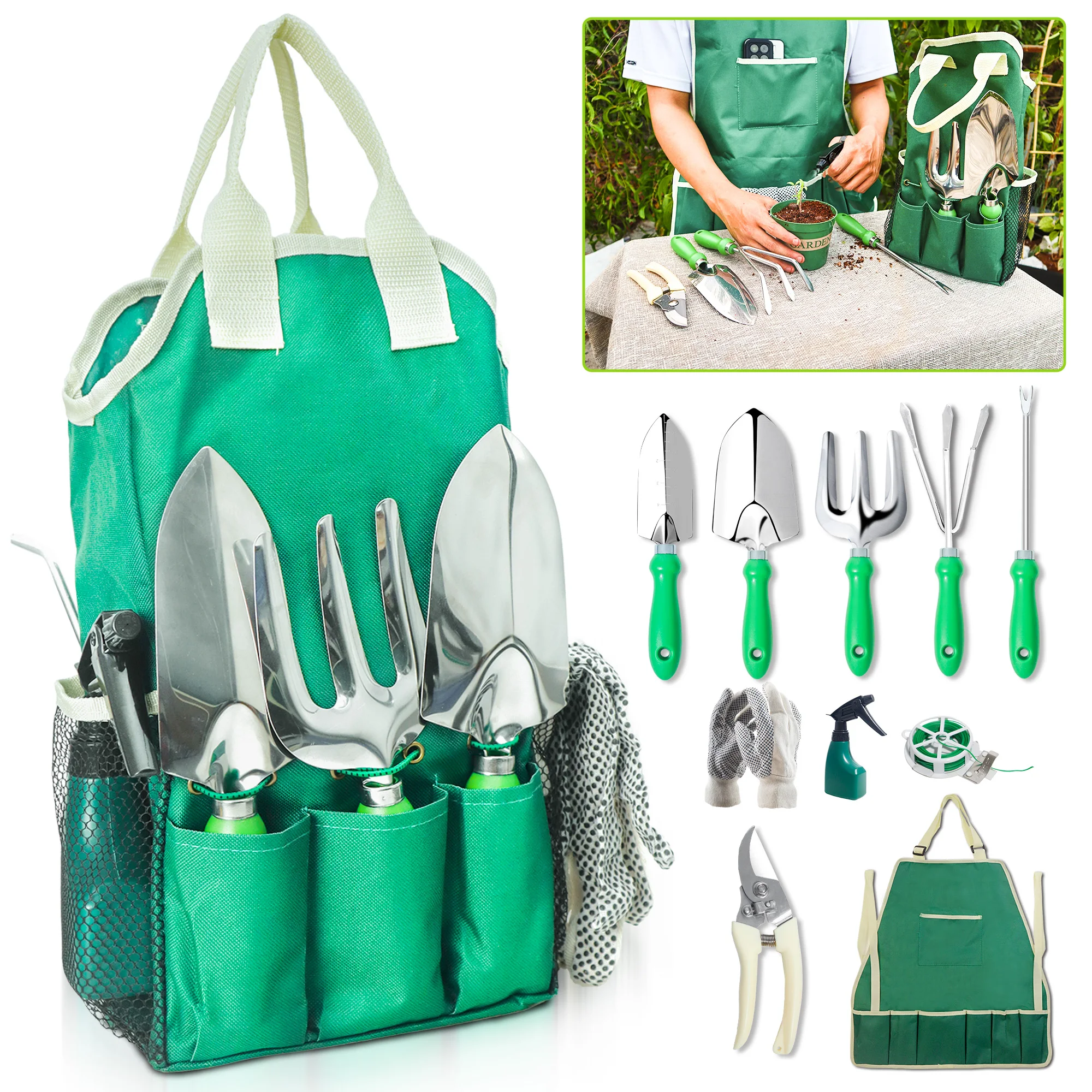 11pcs Garden Tool Set | Gardening Tools With Organizer HandBag, Ideal For Digging Planting Pruning
11pcs Garden Tool Set | Gardening Tools With Organizer HandBag, Ideal For Digging Planting Pruning