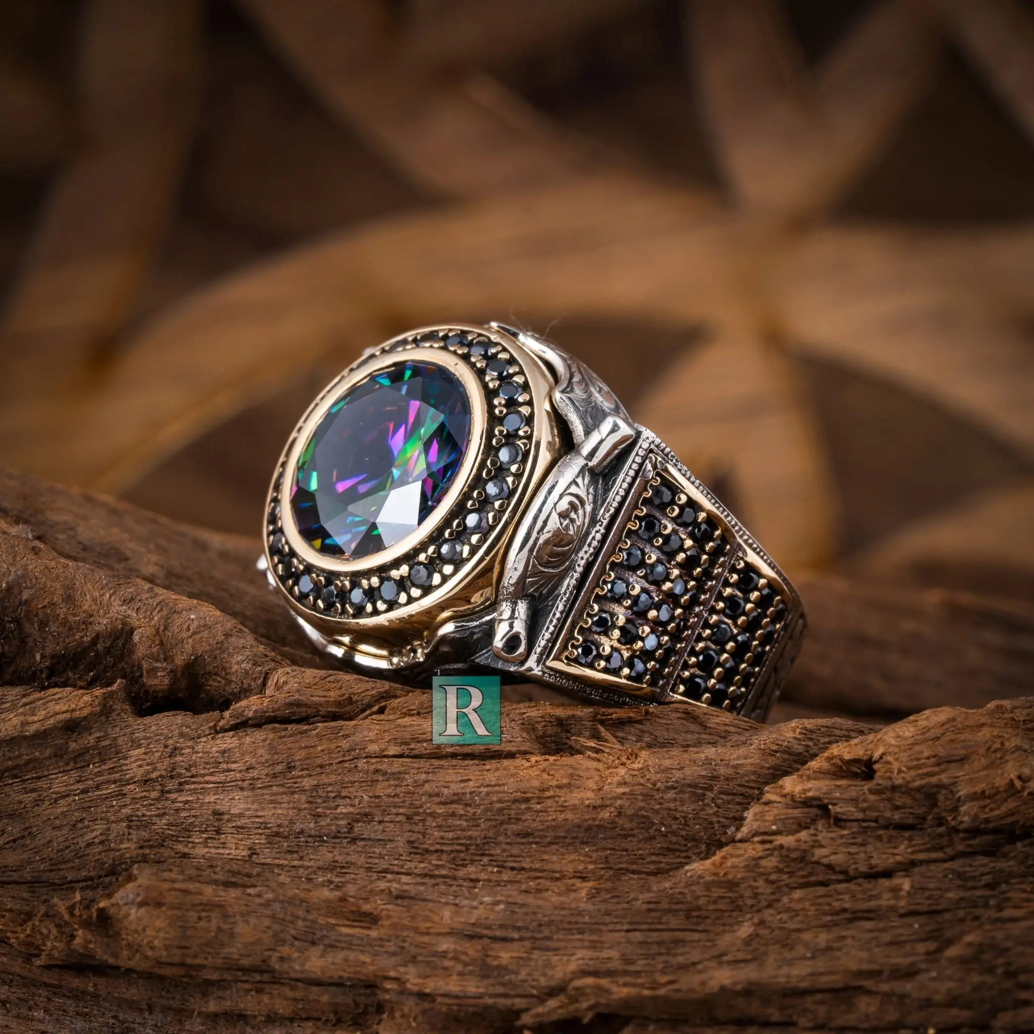 925 Sterling Silver Ring For Men Round Topaz Stone Side BlacK Star Zircon High Qulaity Handmade Luxuary Gift of Jewelry Gold
925 Sterling Silver Ring For Men Round Topaz Stone Side BlacK Star Zircon High Qulaity Handmade Luxuary Gift of Jewelry Gold