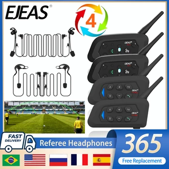 EJEAS V4C PLUSx2+V6C PROx2 Football Referee Intercom Headset 4 User Talk at the Same Time Soccer Conference Bluetooth Interphone