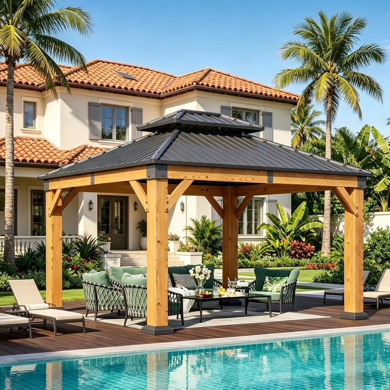 Nordivale 10x12FT Cedar Wood Hardtop Gazebo Permanent Wooden Pavilion Galvanized Steel Double Roof Outdoor Canopy for Patio Garden Deck Natural
Nordivale 10x12FT Cedar Wood Hardtop Gazebo Permanent Wooden Pavilion Galvanized Steel Double Roof Outdoor Canopy for Patio Garden Deck Natural
