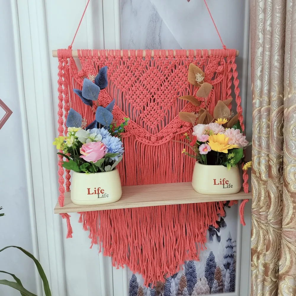 Macrame Wall Shelf Bedroom Living Room Hanging Floating Shelf Rustic Flower Pot Holder Handmade Plant Hanger Kids Toy Organizer
Macrame Wall Shelf Bedroom Living Room Hanging Floating Shelf Rustic Flower Pot Holder Handmade Plant Hanger Kids Toy Organizer