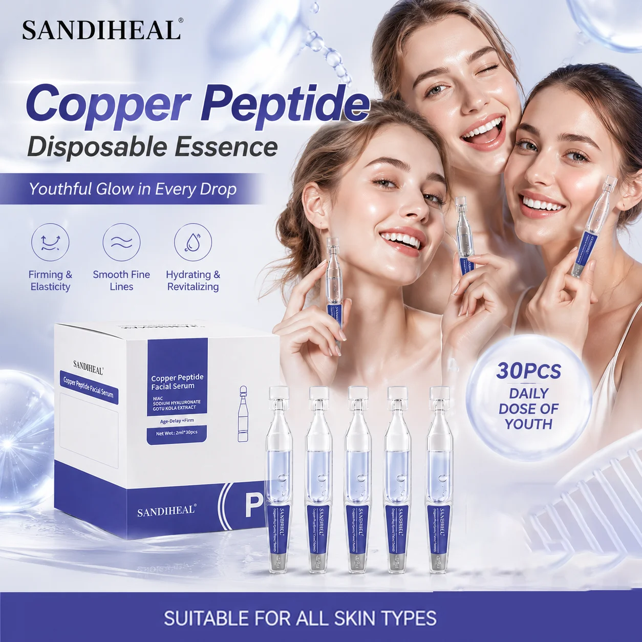 SANDIHEAL Copper Peptide Disposable Facial Serum Collagen Beauty Essence Soothe Hydration Firmming 2026 NEW Korean Skin Care
SANDIHEAL Copper Peptide Disposable Facial Serum Collagen Beauty Essence Soothe Hydration Firmming 2026 NEW Korean Skin Care