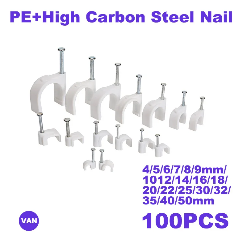 100 pcs 4mm to 50mm round cable steel nail line card card wire line square Cable Clips trough Wire fixing White Wire retainer
100 pcs 4mm to 50mm round cable steel nail line card card wire line square Cable Clips trough Wire fixing White Wire retainer