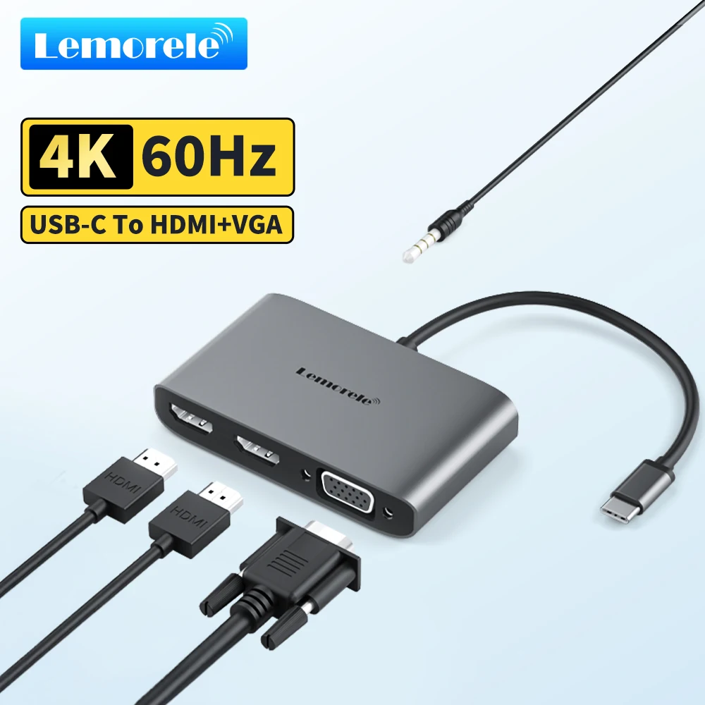 Lemorele TC20 4K USB C to HDMI/VGA Adapter Dual Mode Screen Mirror Extend for Laptop Phone to TV Monitor Projector with Audio
Lemorele TC20 4K USB C to HDMI/VGA Adapter Dual Mode Screen Mirror Extend for Laptop Phone to TV Monitor Projector with Audio