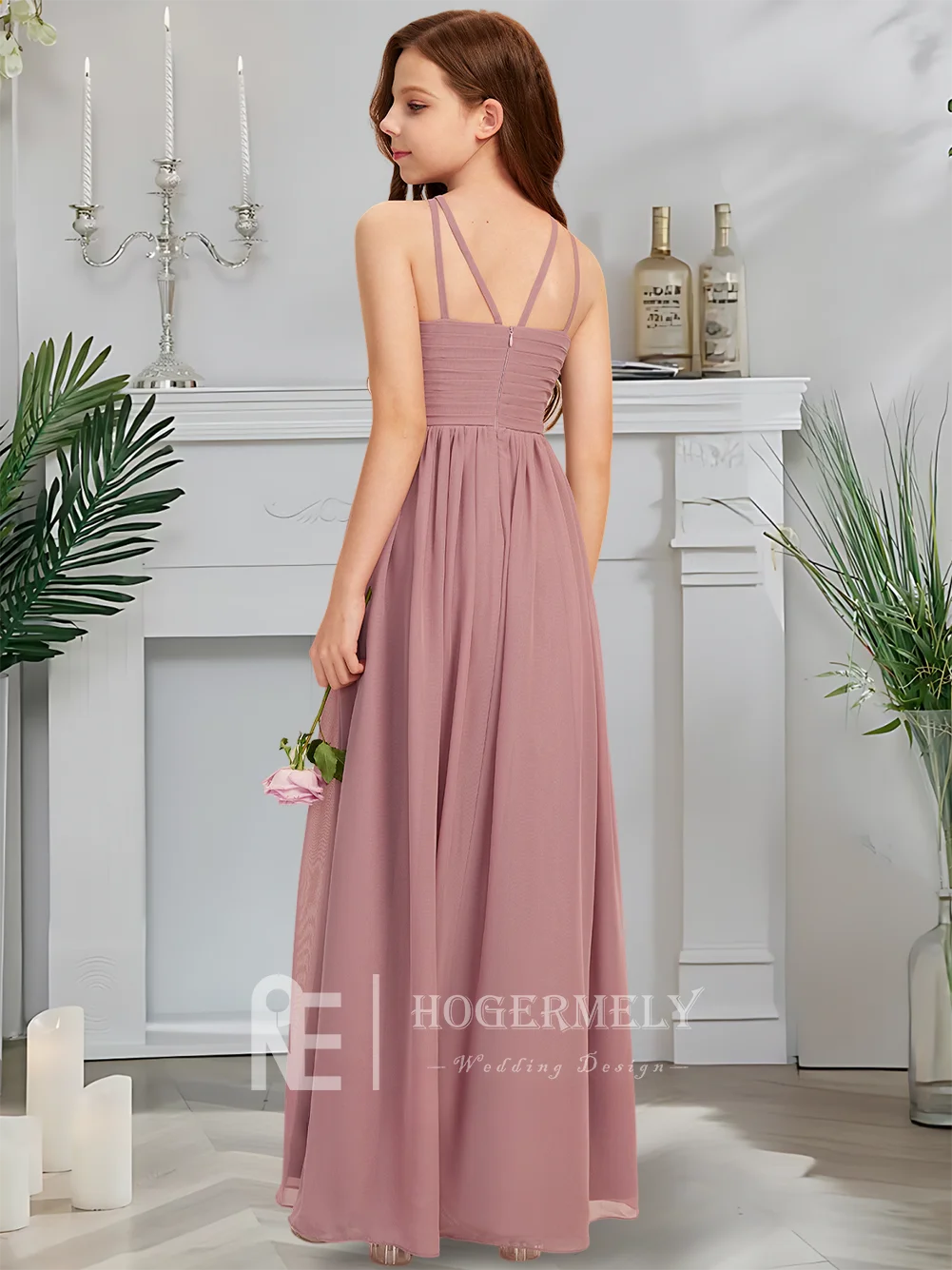 C Kids Child Halter Junior Bridesmaid Dress Twilight Mauve Flower Girl Dress Floor-Length Chiffon With Cascading Ruffles Wedding
C Kids Child Halter Junior Bridesmaid Dress Twilight Mauve Flower Girl Dress Floor-Length Chiffon With Cascading Ruffles Wedding