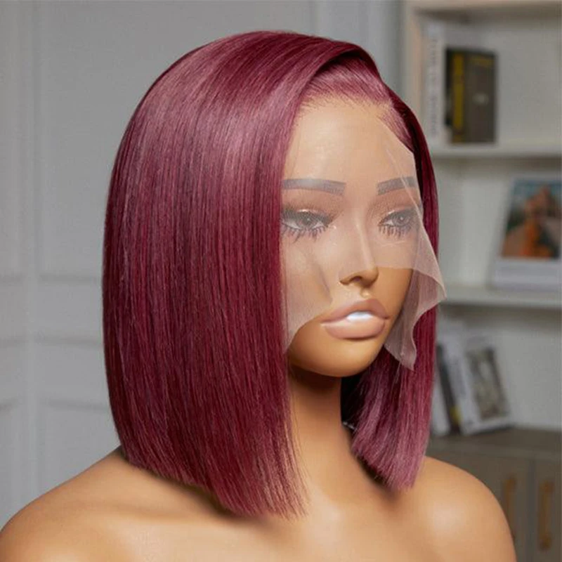 Short Bob Wig 100% Human Hair Burgundy 99J Straight Bob Wig 13x4 Lace Brazilian Virgin Human Hair 200% Density For Black Women
Short Bob Wig 100% Human Hair Burgundy 99J Straight Bob Wig 13x4 Lace Brazilian Virgin Human Hair 200% Density For Black Women
