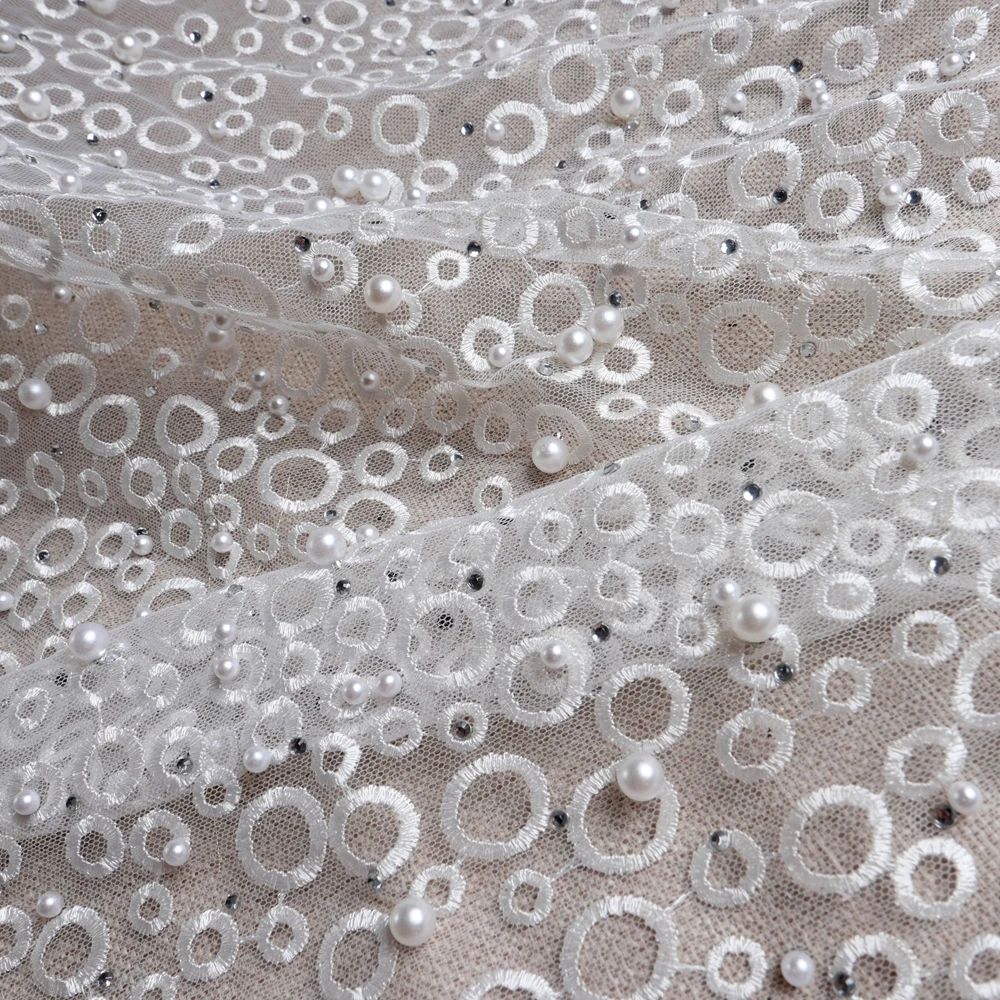 HelluyerDc white,pears stones lace fabric,simpleLarge and small circles tulle fabrc for wedding prom dress fabric by the yard
HelluyerDc white,pears stones lace fabric,simpleLarge and small circles tulle fabrc for wedding prom dress fabric by the yard