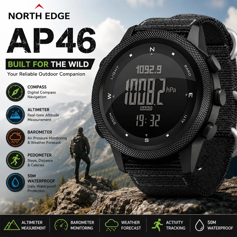 NORTH EDGE APACHE-46 Men Digital Watch Outdoor Sports Running Swimming Outdoor Sport Watches Altimeter Barometer Compass WR50M
NORTH EDGE APACHE-46 Men Digital Watch Outdoor Sports Running Swimming Outdoor Sport Watches Altimeter Barometer Compass WR50M