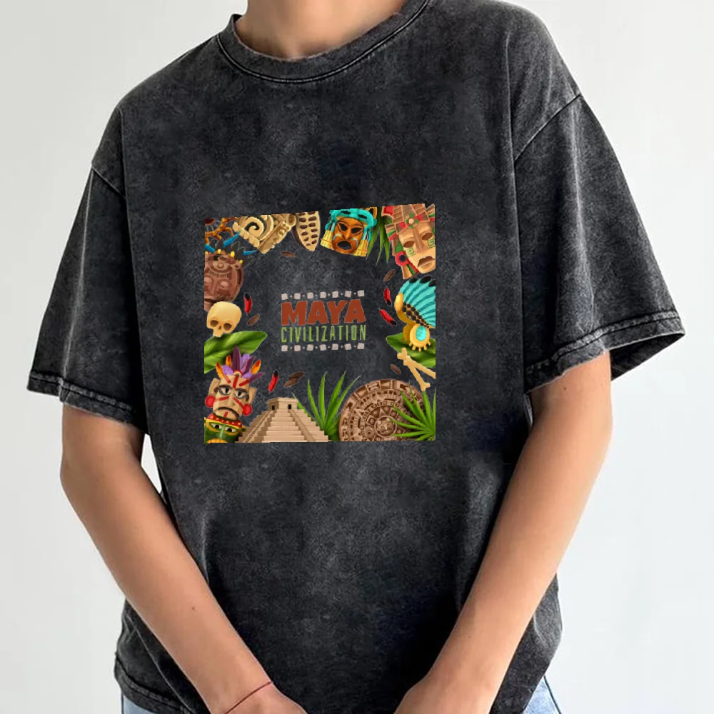 Mayan Culture Style Printed T - Shirt Vintage Washed Beach Style Unisex Retro Fun Women's Summer Short Sleeve Gothic Style
Mayan Culture Style Printed T - Shirt Vintage Washed Beach Style Unisex Retro Fun Women's Summer Short Sleeve Gothic Style