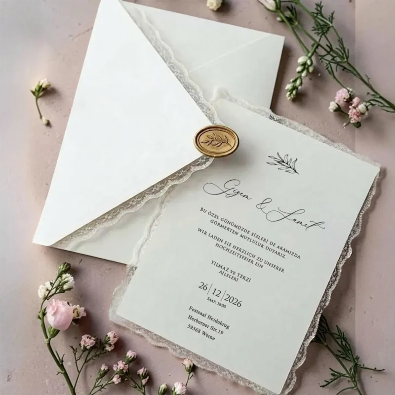 Lace Wedding Invitation with Wax Seal,Elegant Bridal Invitation Cards,Custom Invitation Cards with Envelope Wedding Favors
Lace Wedding Invitation with Wax Seal,Elegant Bridal Invitation Cards,Custom Invitation Cards with Envelope Wedding Favors