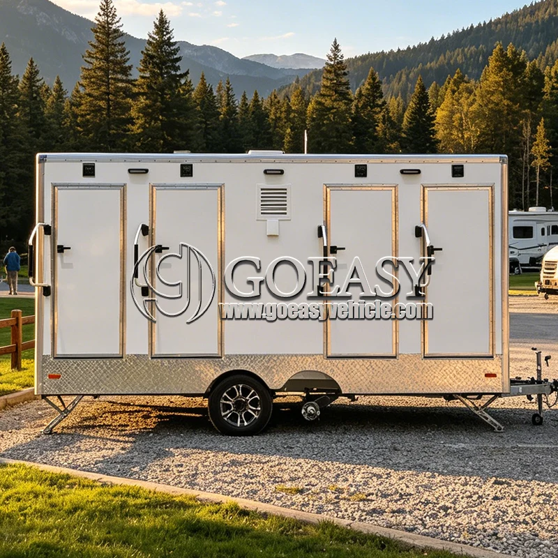 Luxury Mobile Restroom Trailer Outdoor Camping Portable Shower Bathroom Trailer Multi Door Toilet Trailer Used For Concert Event
Luxury Mobile Restroom Trailer Outdoor Camping Portable Shower Bathroom Trailer Multi Door Toilet Trailer Used For Concert Event