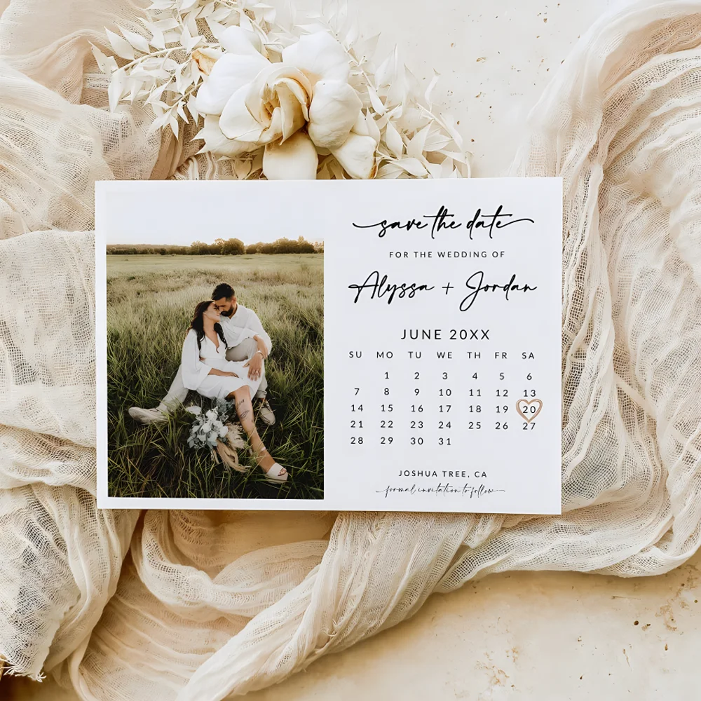 Personalized Minimalist Save The Date Calendar Card with Photo, Boho Save The Date, Modern Save The Date Card
Personalized Minimalist Save The Date Calendar Card with Photo, Boho Save The Date, Modern Save The Date Card