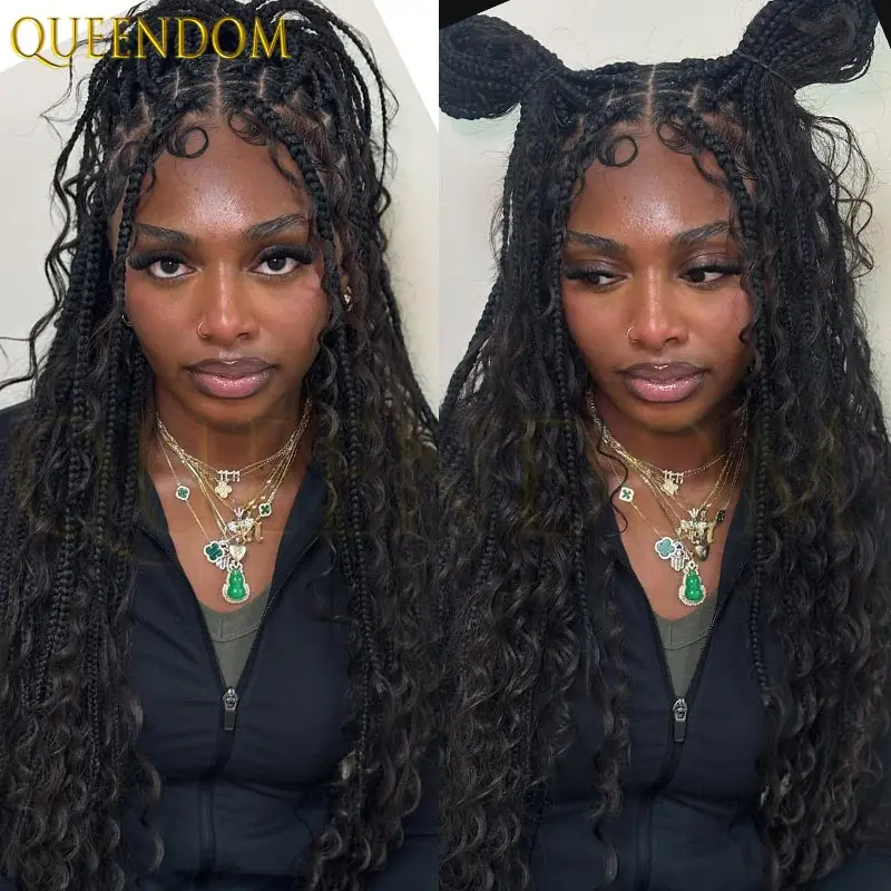 32 inch Synthetic Boho Box Braids Wig Full Lace Bohemian Box Braided Wigs With Curly Ends Distressed Cornrow Braid Locs Wig
32 inch Synthetic Boho Box Braids Wig Full Lace Bohemian Box Braided Wigs With Curly Ends Distressed Cornrow Braid Locs Wig