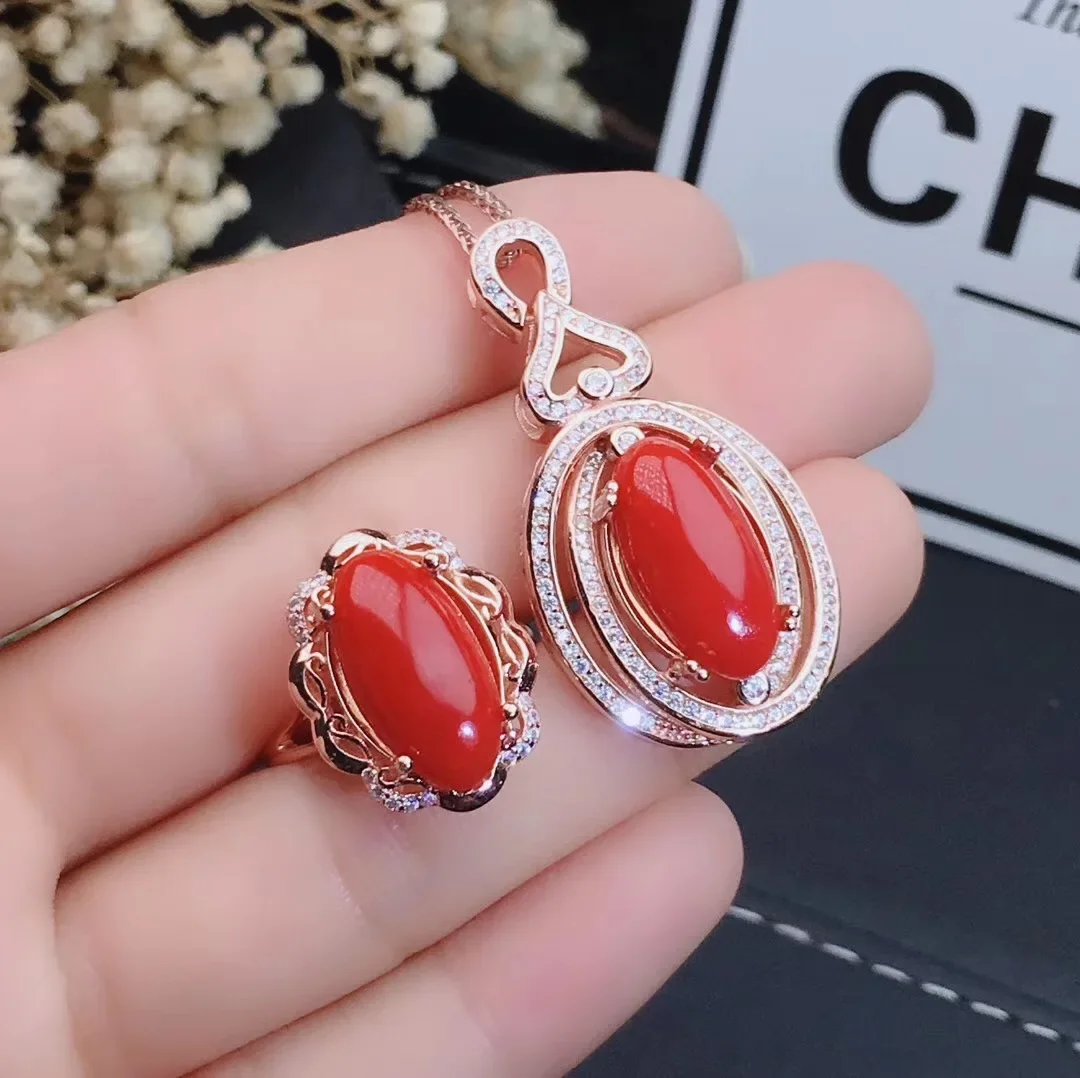 KJJEAXCMY Girls' Natural Red Coral 8x16mm Large Gemstone Necklace Pendant Ring 3-Piece Set 925 Pure Silver Plated Rose Gold Gift
KJJEAXCMY Girls' Natural Red Coral 8x16mm Large Gemstone Necklace Pendant Ring 3-Piece Set 925 Pure Silver Plated Rose Gold Gift