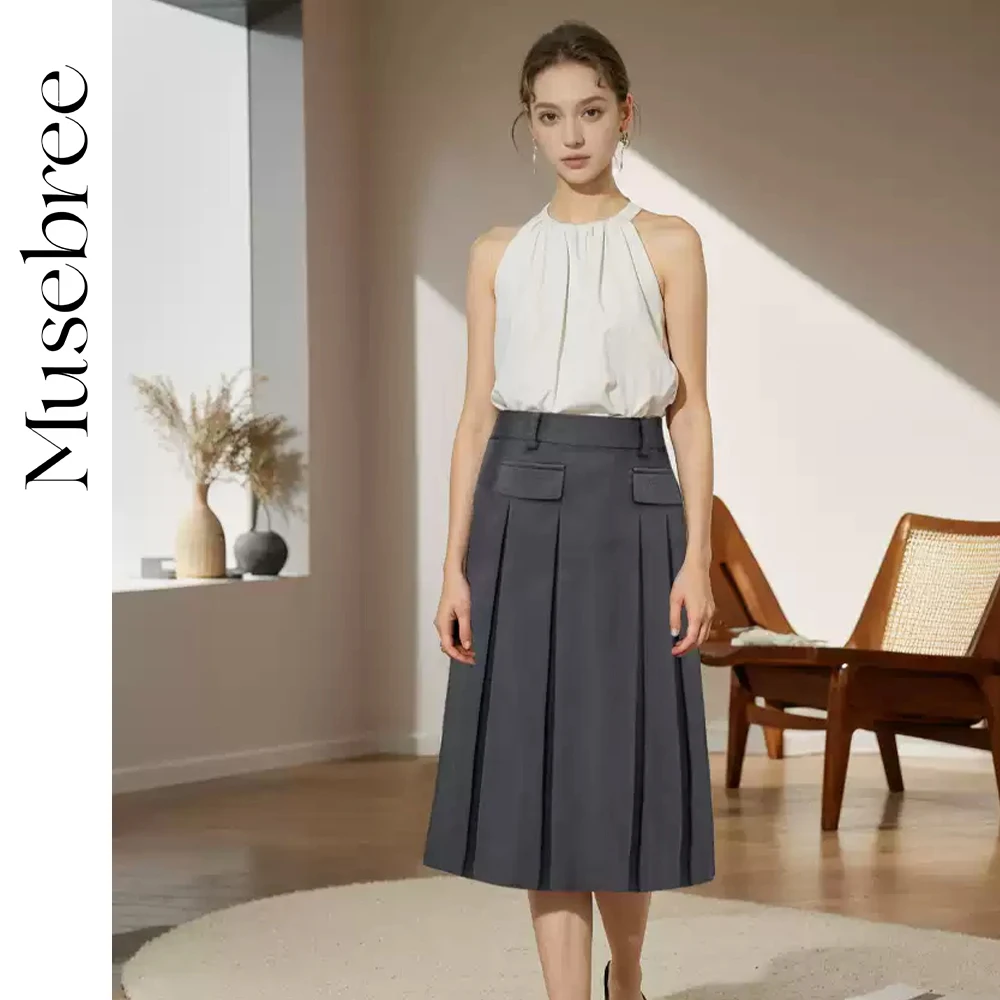 Musebree Women's Pleated Skirts Ladies Pockets Design Grey Office Lady Dresses Spring Summer Women Clothing
Musebree Women's Pleated Skirts Ladies Pockets Design Grey Office Lady Dresses Spring Summer Women Clothing