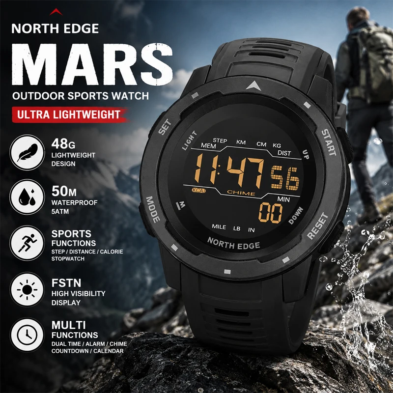 NORTH EDGE Mens Smart Watch Women Sportswatch Dual Time Running Pedometer Countdown Waterproof 50m Digital Alarm Military Clock
NORTH EDGE Mens Smart Watch Women Sportswatch Dual Time Running Pedometer Countdown Waterproof 50m Digital Alarm Military Clock