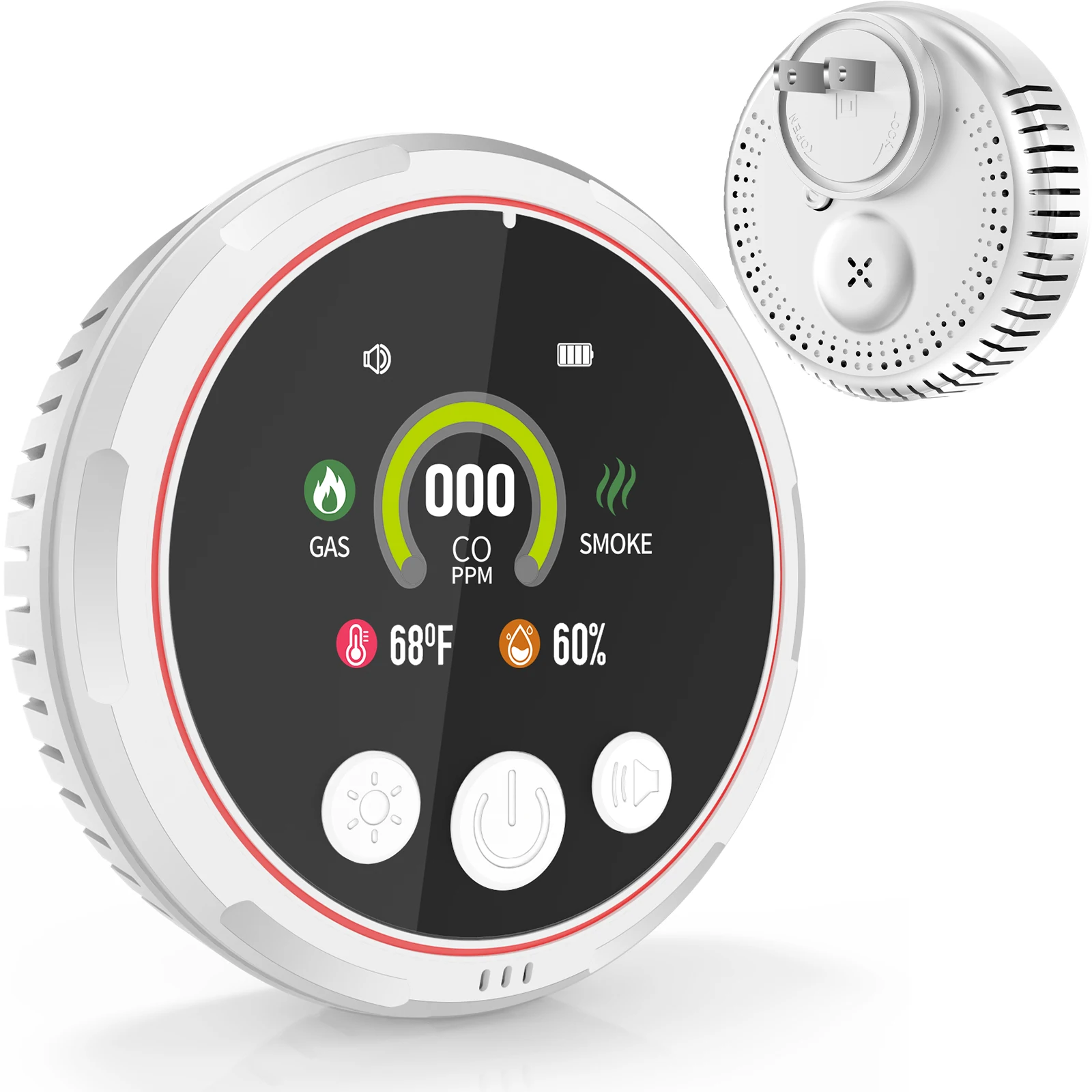 5-in-1 Carbon Monoxide, Smoke & Gas Leak Detector with HD Screen – Plug-in and Battery Backup Alarm for CO, Combustible Gas,
5-in-1 Carbon Monoxide, Smoke & Gas Leak Detector with HD Screen – Plug-in and Battery Backup Alarm for CO, Combustible Gas,