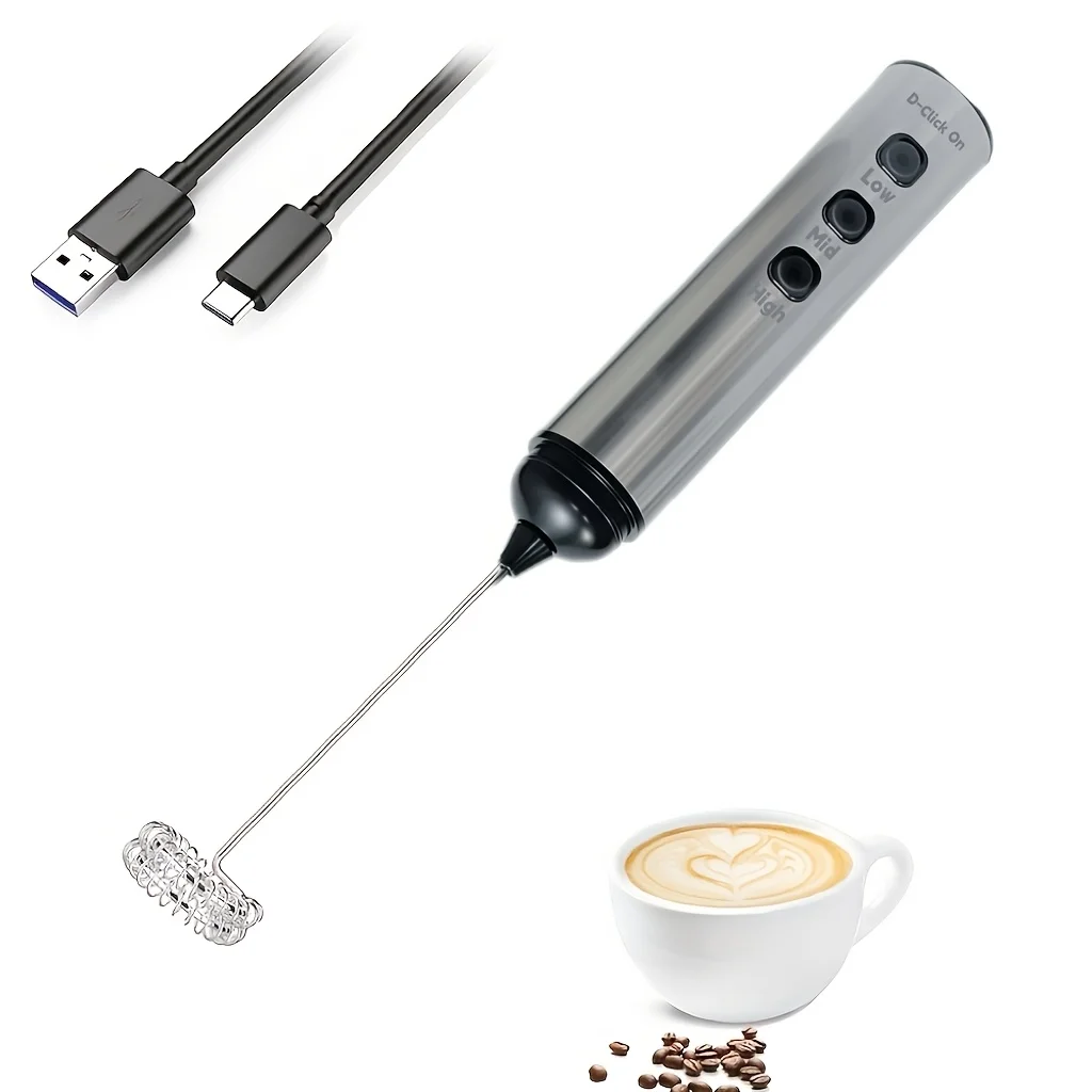 3-speed rechargeable automatic handheld stainless steel milk frother, suitable for cappuccino, matcha, and quick coffee brewing.
3-speed rechargeable automatic handheld stainless steel milk frother, suitable for cappuccino, matcha, and quick coffee brewing.
