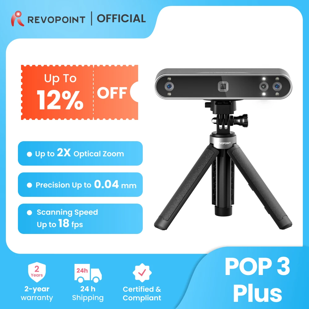 Revopoint POP 3 PLUS 3D Scanner For 3D Printer 0.04mm Precision 18fps Speed Handheld Scanner Standard Medium Object 3D Scanner
Revopoint POP 3 PLUS 3D Scanner For 3D Printer 0.04mm Precision 18fps Speed Handheld Scanner Standard Medium Object 3D Scanner