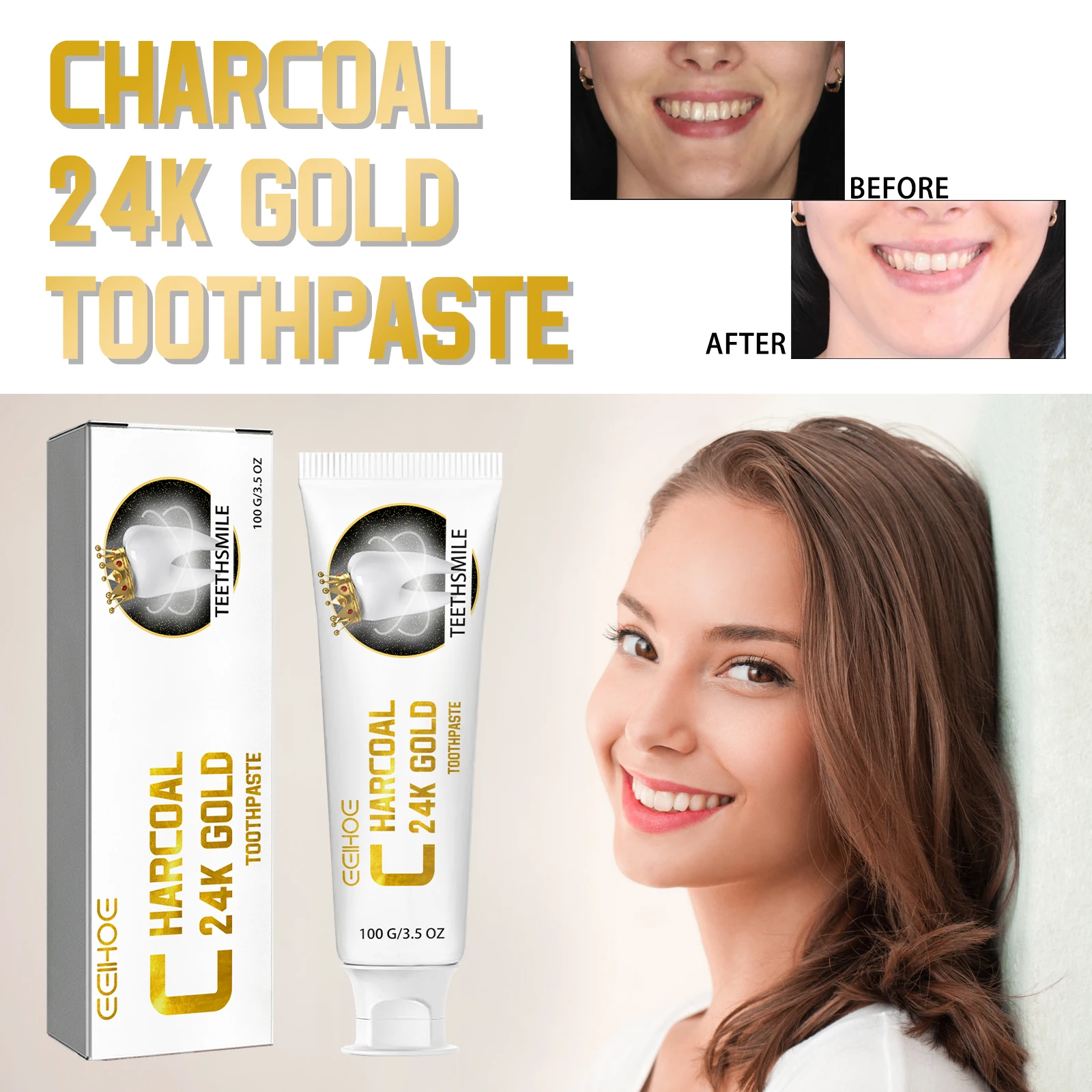 Зубная паста EELHOE с углем и 24-каратным золотом: удаляет пятна, освежает дыхание, уменьшает количество бактерий в полости рта, предотвращает пародонтит, защищает десны и зубы.
Зубная паста EELHOE с углем и 24-каратным золотом: удаляет пятна, освежает дыхание, уменьшает количество бактерий в полости рта, предотвращает пародонтит, защищает десны и зубы.