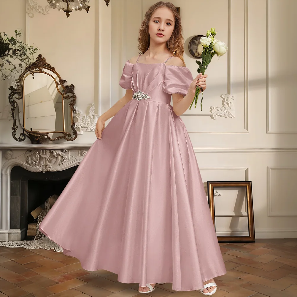 Ball Gown Princess Cold Shoulder Floor Length Satin Junior Bridesmaid Dress Flower Girl Dress Rhinestone Party Wedding Formal
Ball Gown Princess Cold Shoulder Floor Length Satin Junior Bridesmaid Dress Flower Girl Dress Rhinestone Party Wedding Formal