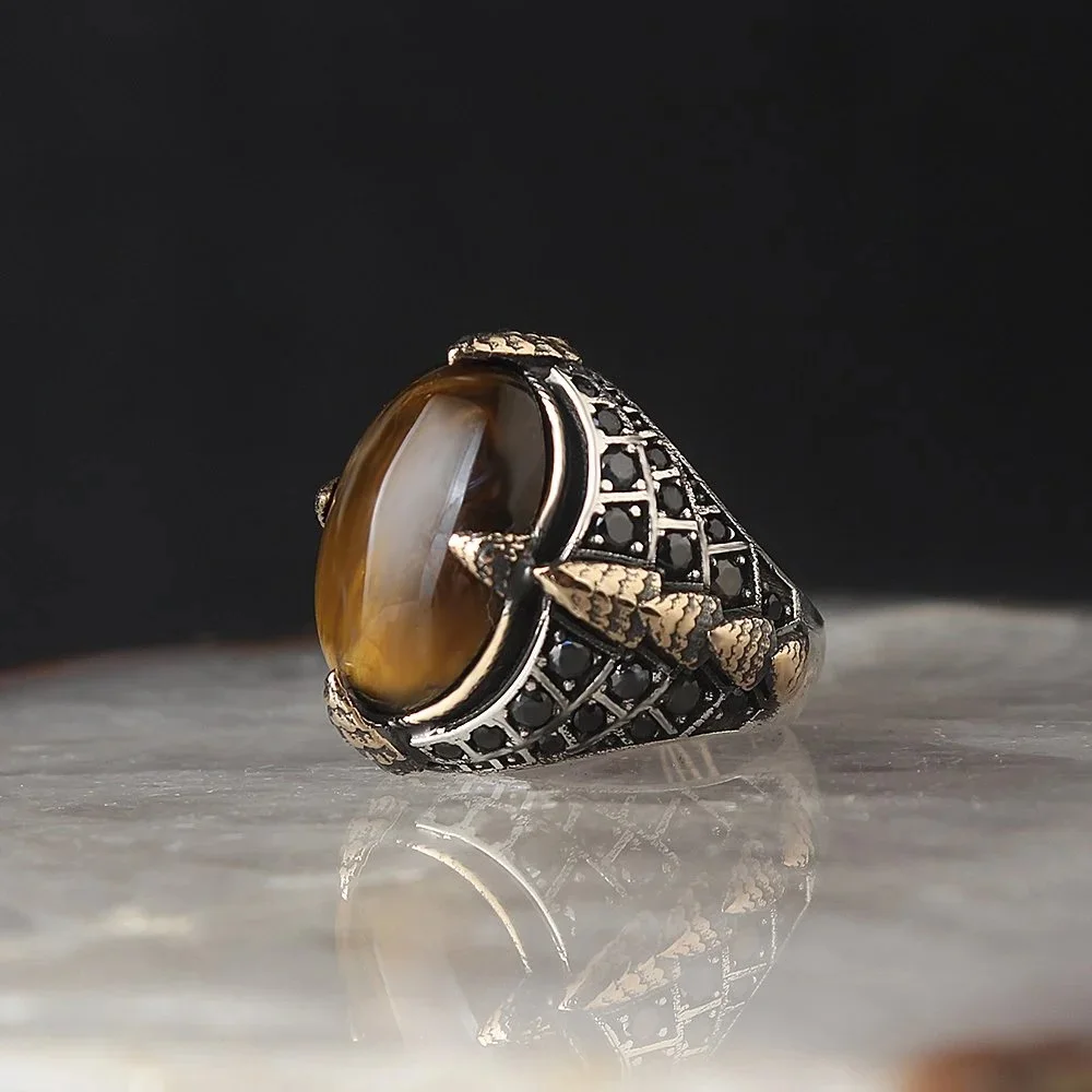 925 Sterling silver ring for men tiger eye jewelry fashion Vintage gift onyx Agate Mens ring all size
925 Sterling silver ring for men tiger eye jewelry fashion Vintage gift onyx Agate Mens ring all size
