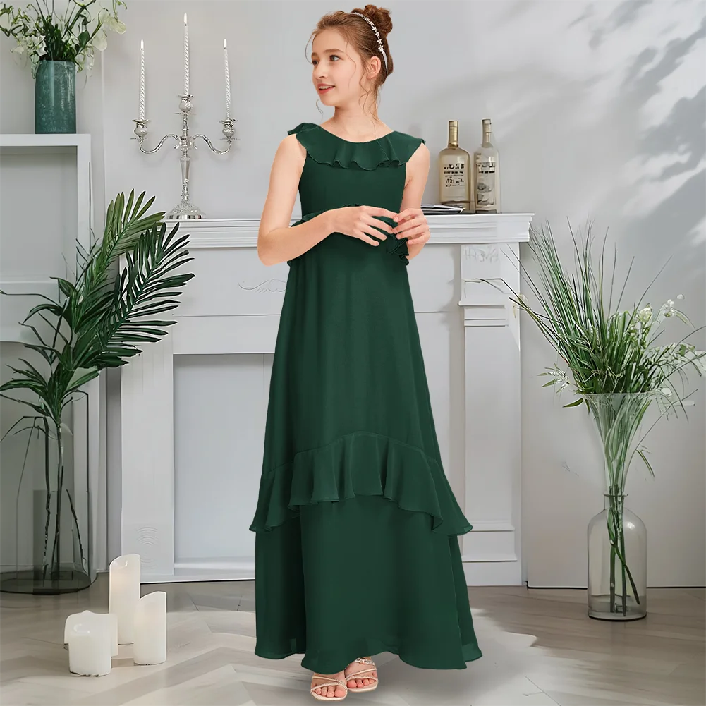 Luxurious Scoop Junior Bridesmaid Dress Misty Sage Flower Girl Dress Floor-Length Chiffon Cascading Ruffles Wedding Party Gown
Luxurious Scoop Junior Bridesmaid Dress Misty Sage Flower Girl Dress Floor-Length Chiffon Cascading Ruffles Wedding Party Gown