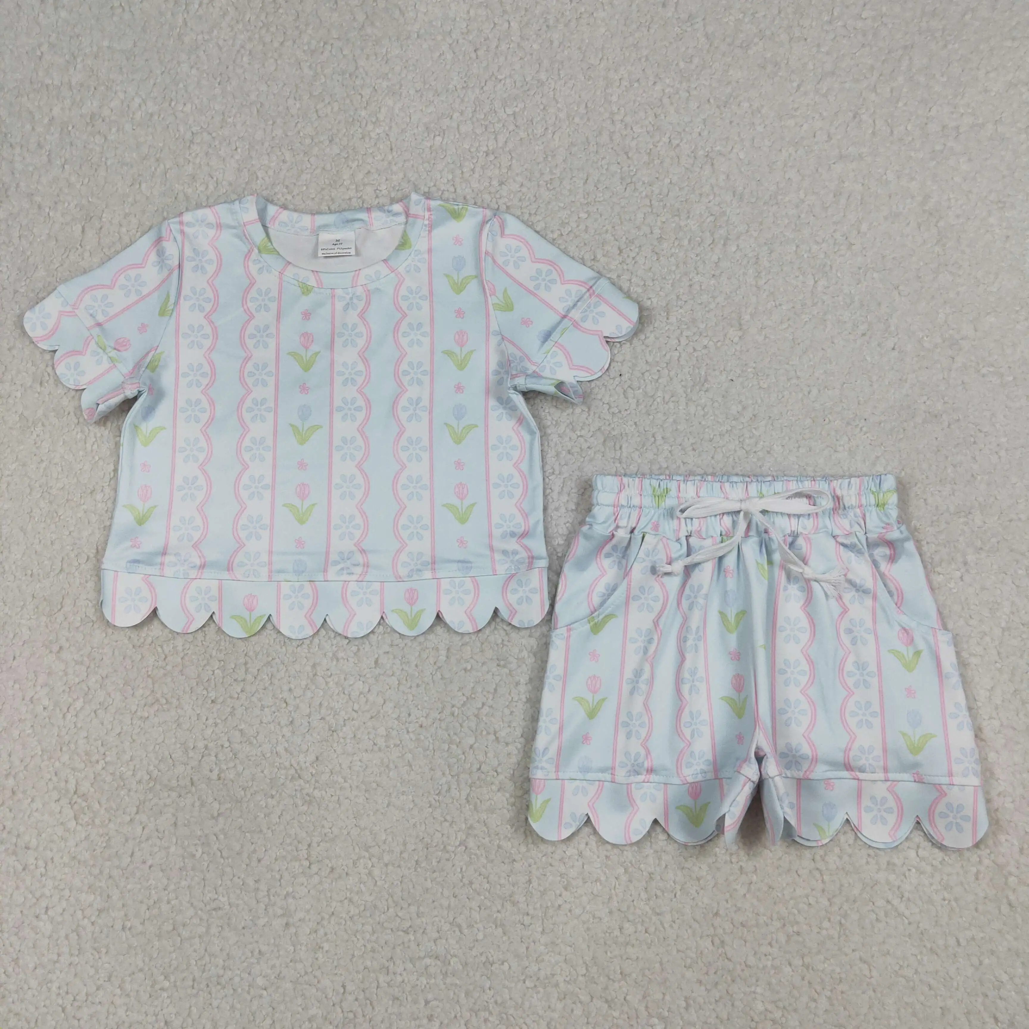 GSSO3412 New RTS Baby Girls Flowers Stripe Top Scallop Shorts Clothes
GSSO3412 New RTS Baby Girls Flowers Stripe Top Scallop Shorts Clothes