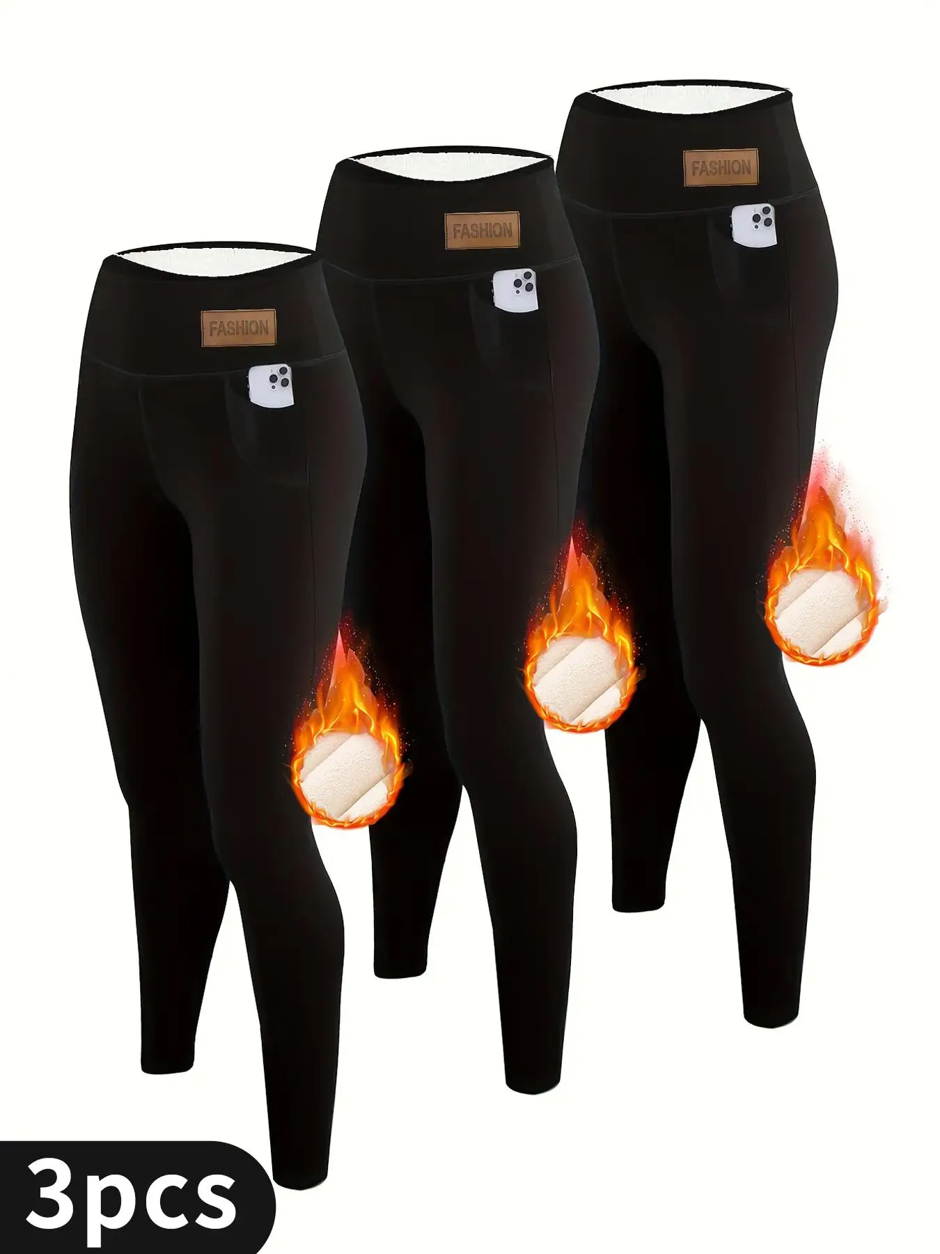 Комплект из 3-х женских черных спортивных брюк на флисовой подкладке с карманами и высокой талией, тонкие, термостойкие, морозостойкие для зимней повседневной носки
Комплект из 3-х женских черных спортивных брюк на флисовой подкладке с карманами и высокой талией, тонкие, термостойкие, морозостойкие для зимней повседневной носки