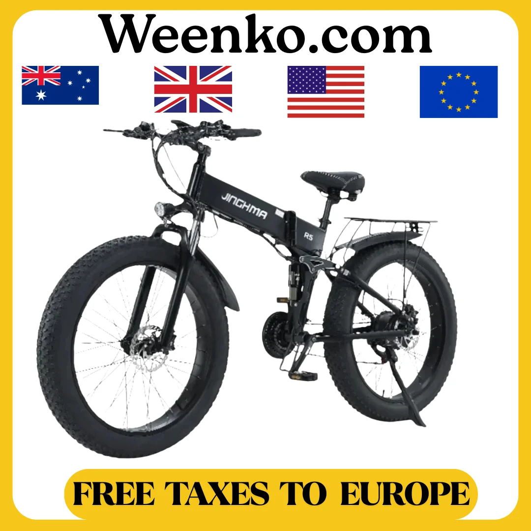 JINGHMA NEW R5 1000W Electric Bicycle 26 Inch Men's Bike 4.0 Fat Tires Ebike 48V 14AH Lithium Battery 45KM/H Mountain Motorcycl
JINGHMA NEW R5 1000W Electric Bicycle 26 Inch Men's Bike 4.0 Fat Tires Ebike 48V 14AH Lithium Battery 45KM/H Mountain Motorcycl