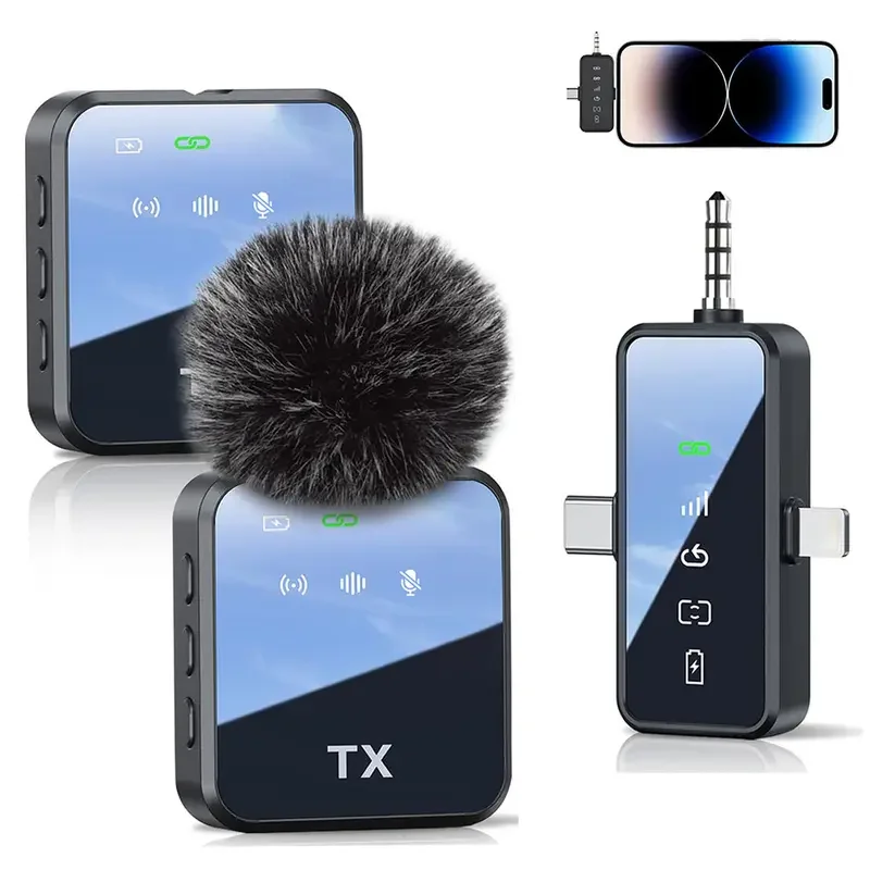 Wireless Lavalier Microphone for iPhone Android Camera, 3 in 1 Dual Clip On Mic System for Vlog Live Streaming Interview Recording, Noise Cancelling Wireless Lapel Mic Plug and Play, Clear Audio for Content Creator, Portable Mini Mic Kit
Wireless Lavalier Microphone for iPhone Android Camera, 3 in 1 Dual Clip On Mic System for Vlog Live Streaming Interview Recording, Noise Cancelling Wireless Lapel Mic Plug and Play, Clear Audio for Content Creator, Portable Mini Mic Kit