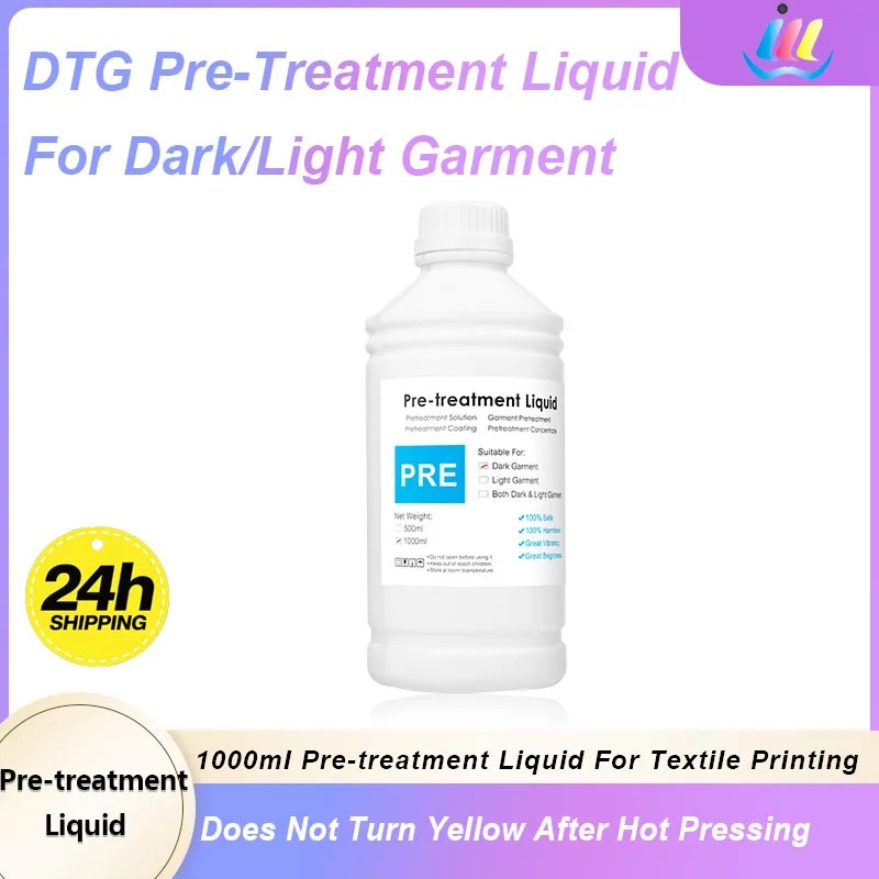 JMDD 1000ml DTG Textile Pre-Treatment Liquid for Dark And Light Colored Garment Inks Pre-Coating Solution for DTG Printers
JMDD 1000ml DTG Textile Pre-Treatment Liquid for Dark And Light Colored Garment Inks Pre-Coating Solution for DTG Printers