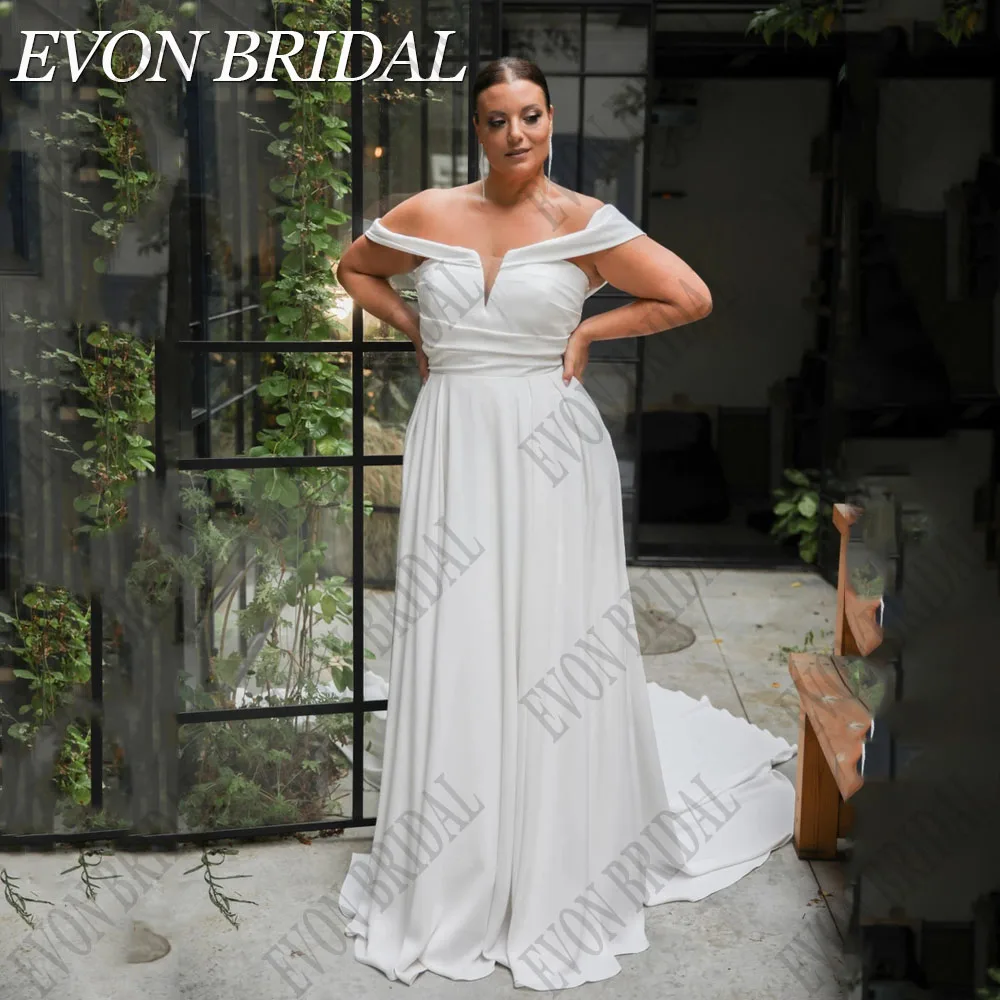 EVON BRIDAL Off Shoulder Wedding Dresses Plus Size V-Neck Satin A-Line Side Split Bride Gowns Classic Backless Vestidos De Novia
EVON BRIDAL Off Shoulder Wedding Dresses Plus Size V-Neck Satin A-Line Side Split Bride Gowns Classic Backless Vestidos De Novia