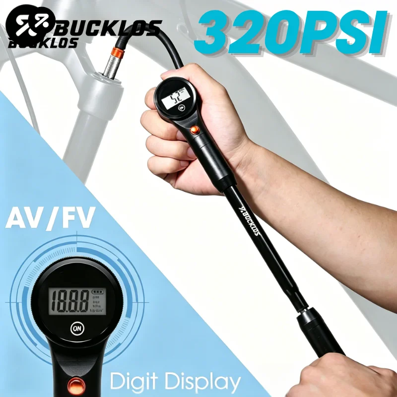 BUCKLOS Bicycle Pump 320PSI Max Bike Manual Air Fork Rear Shock Inflator Pump Portable AV/FV MTB Road Cycling Tire Hand Air Pump
BUCKLOS Bicycle Pump 320PSI Max Bike Manual Air Fork Rear Shock Inflator Pump Portable AV/FV MTB Road Cycling Tire Hand Air Pump