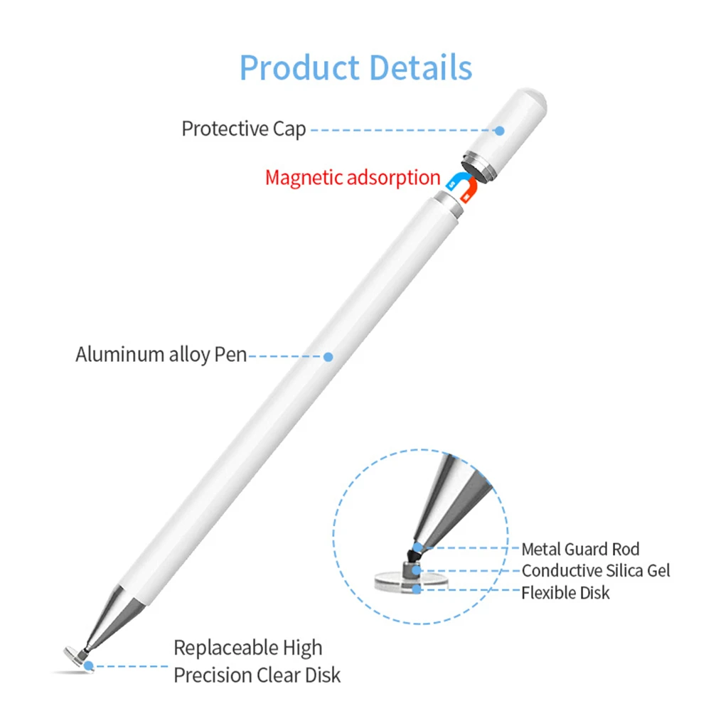 Universal Stylus S Pen Touch Screen Disc Tip Smart Capacitive Pencil Draw Replacement Metal Magnetic Cap For ipad Tablet
Universal Stylus S Pen Touch Screen Disc Tip Smart Capacitive Pencil Draw Replacement Metal Magnetic Cap For ipad Tablet