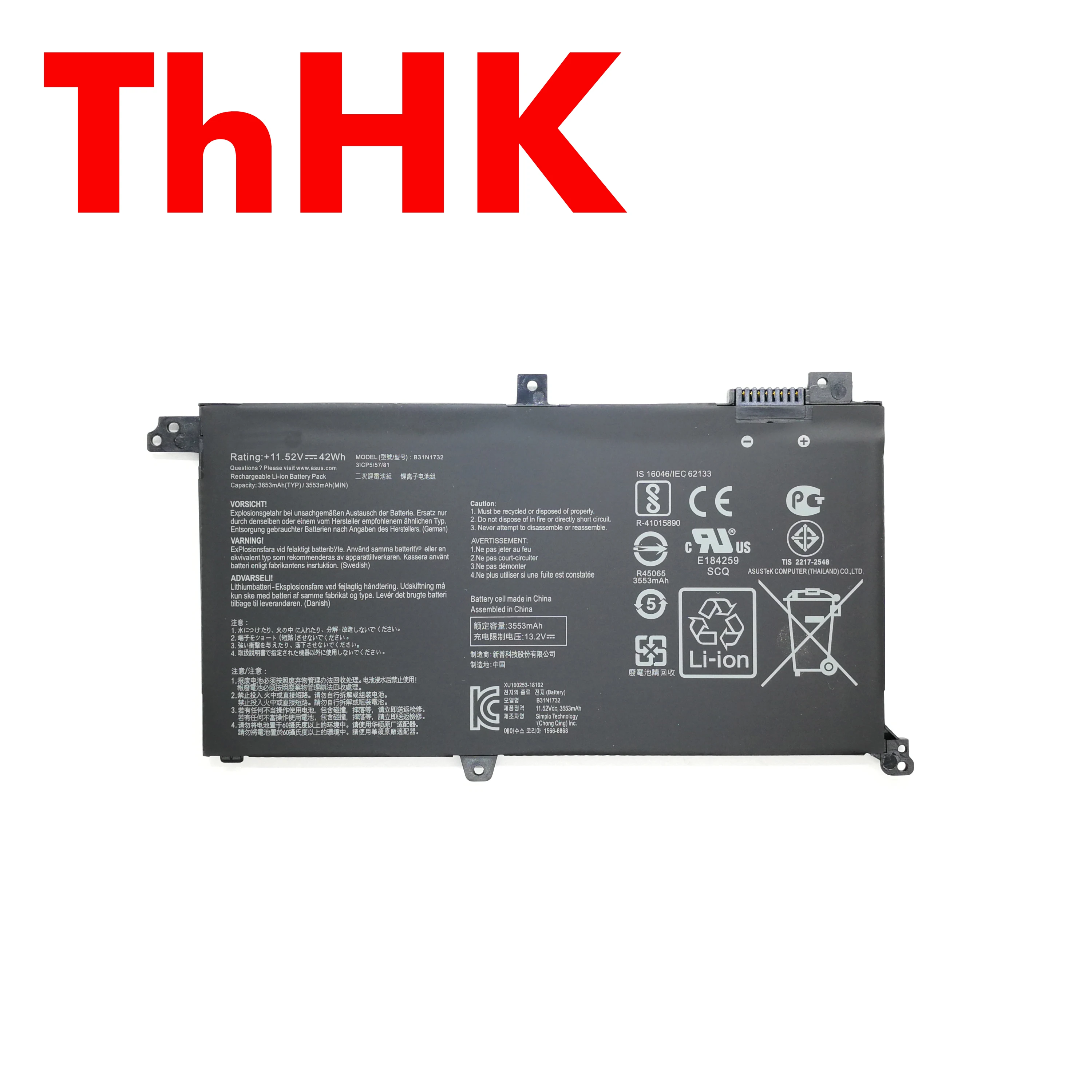 Genuine Original B31N1732 Laptop Battery For Asus K430FA S430UF V430FN VivoBook S14 S430FA-EB S430UN X430UF X430UN X430FN
Genuine Original B31N1732 Laptop Battery For Asus K430FA S430UF V430FN VivoBook S14 S430FA-EB S430UN X430UF X430UN X430FN