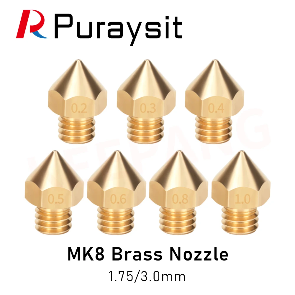 Puraysit 30pcs 3D Printer Accessories MK8 Pointed Brass Nozzle 1.75/3.0mm Extruder Dedicated External Thread
Puraysit 30pcs 3D Printer Accessories MK8 Pointed Brass Nozzle 1.75/3.0mm Extruder Dedicated External Thread